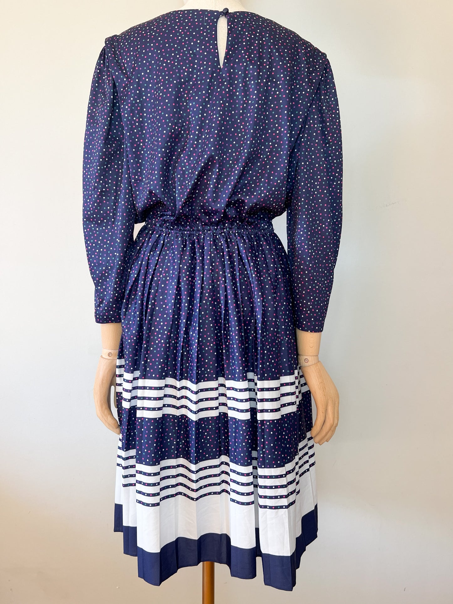 Robe Vintage Années 80 - Imprimé Pois et Rayures - Taille 38/40