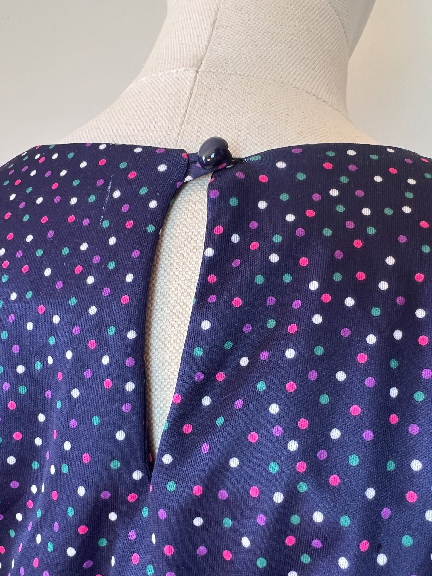 Robe Vintage Années 80 - Imprimé Pois et Rayures - Taille 38/40