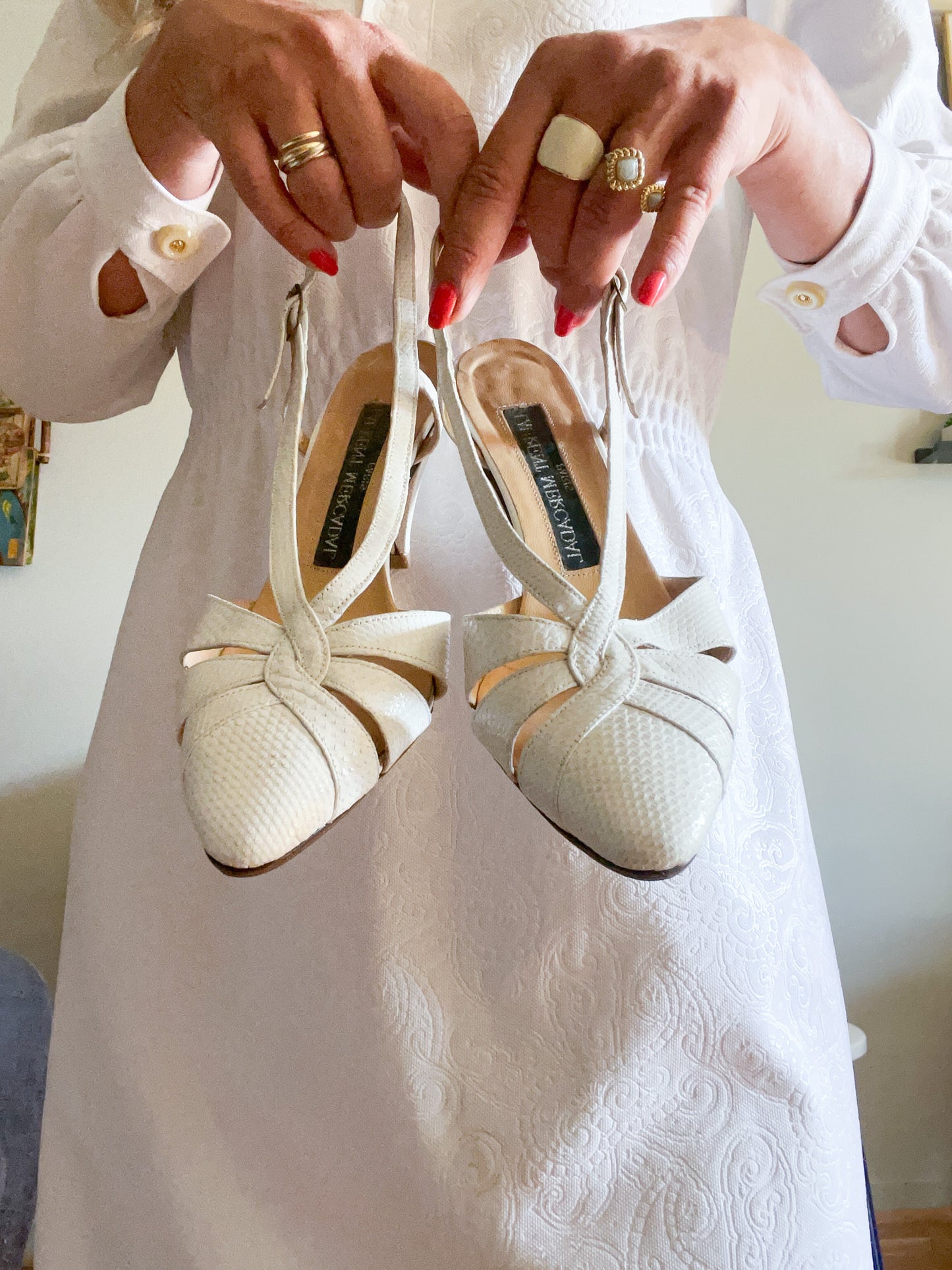 Escarpins Vintage en Cuir Blanc - Laurent Mercadal - Taille 39
