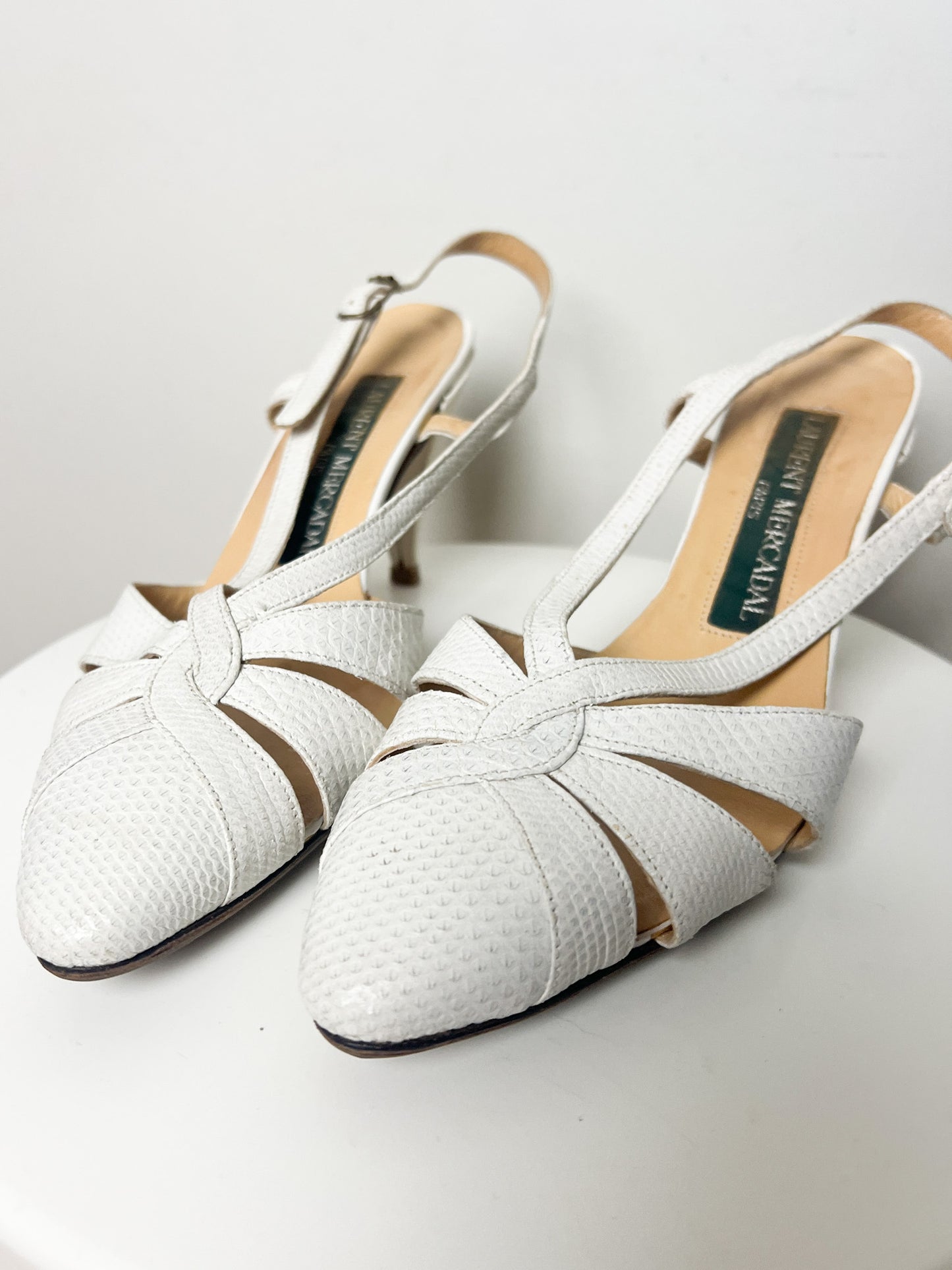 Escarpins Vintage en Cuir Blanc - Laurent Mercadal - Taille 39