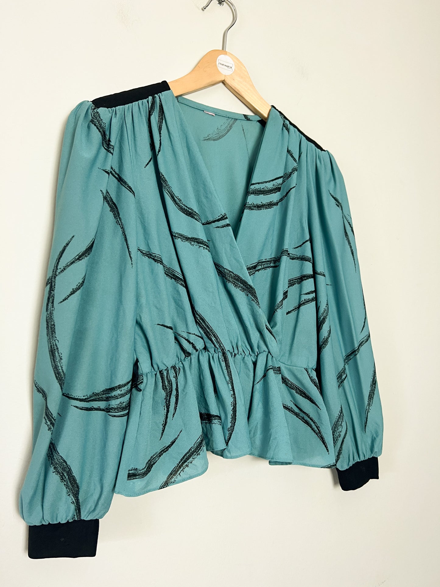Blouse Vintage Années 80 - Basque, col croisé, T. 36