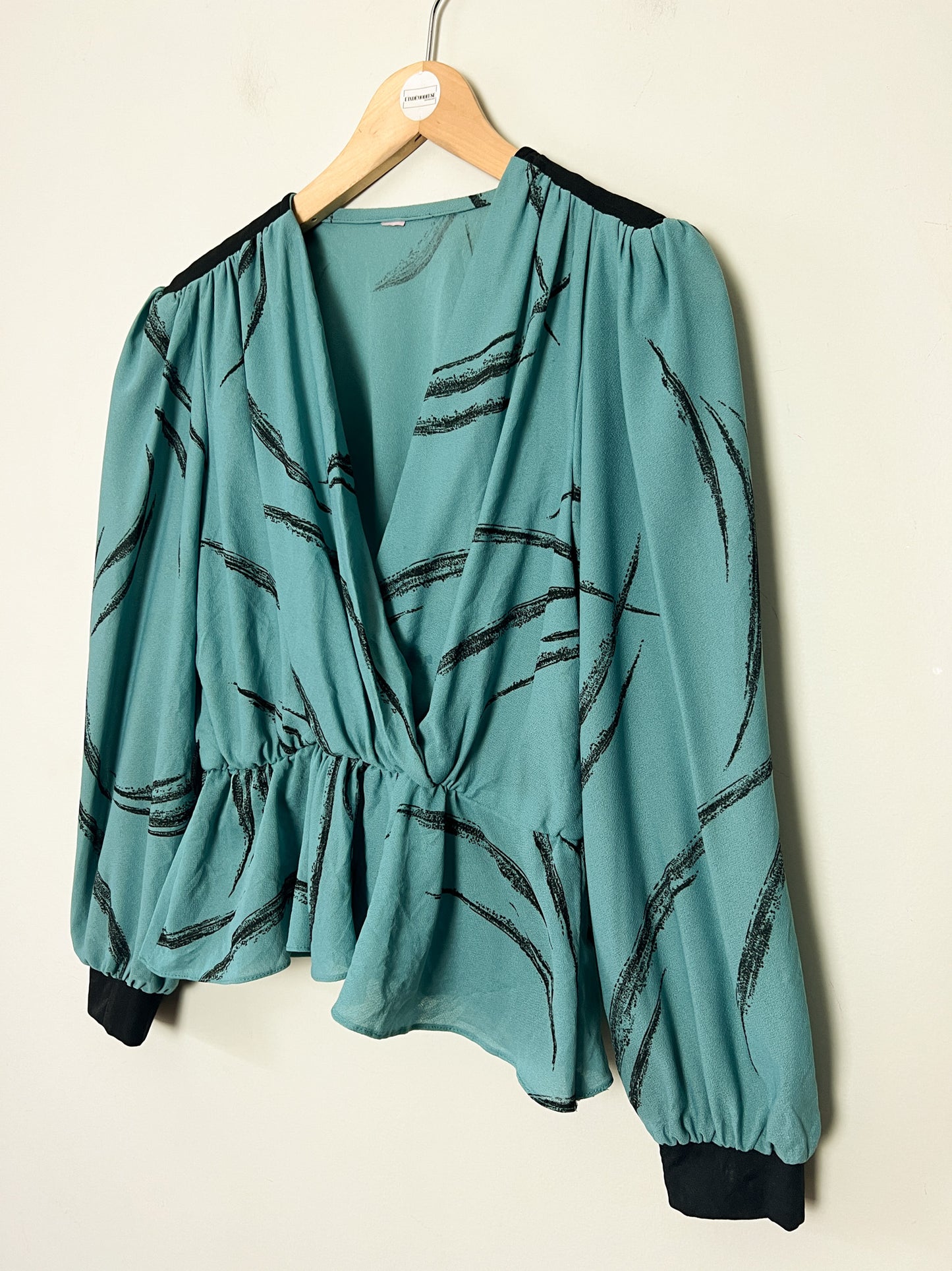 Blouse Vintage Années 80 - Basque, col croisé, T. 36