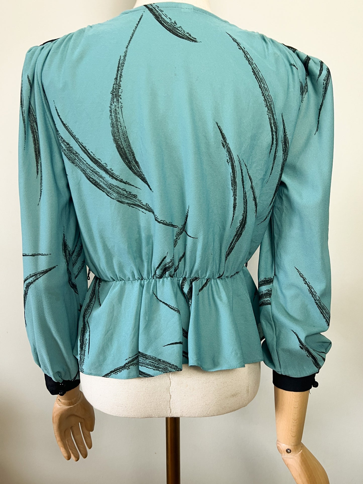 Blouse Vintage Années 80 - Basque, col croisé, T. 36