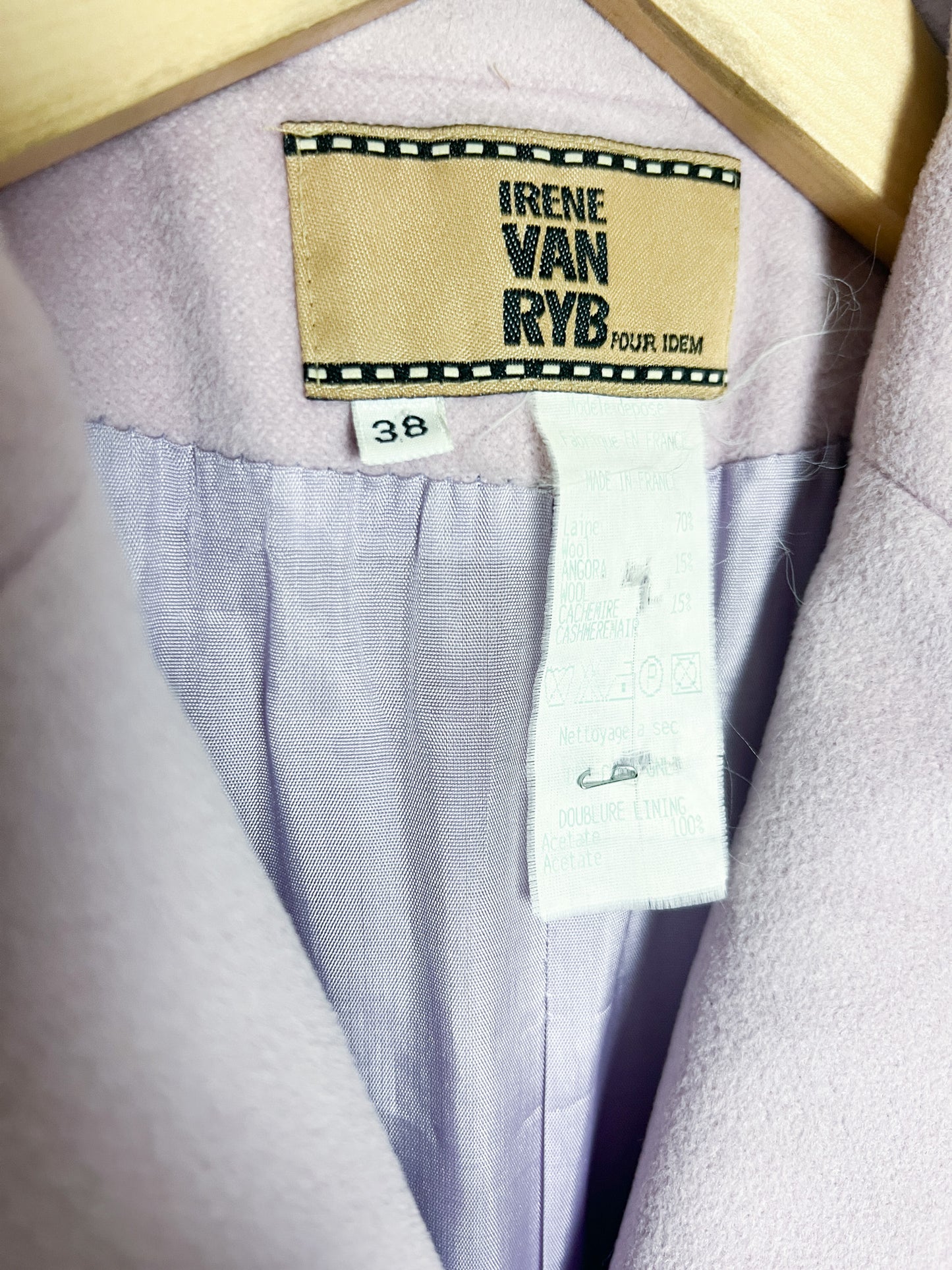 Veste Vintage Irene Van Ryb - Laine, Angora & Cachemire - Rose/Lila - T. 38