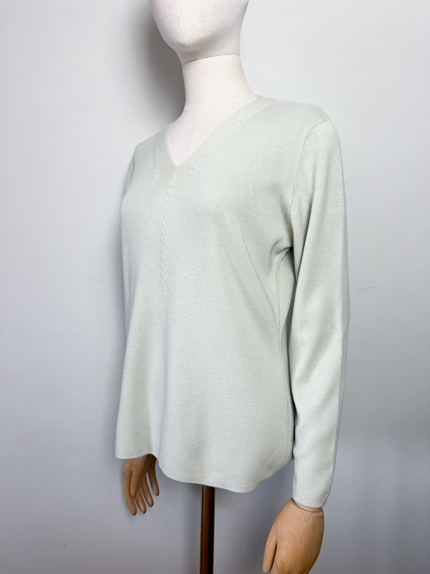 Pull Antonelle en Laine - Vert d'Eau - Détails Torsades - T. 36