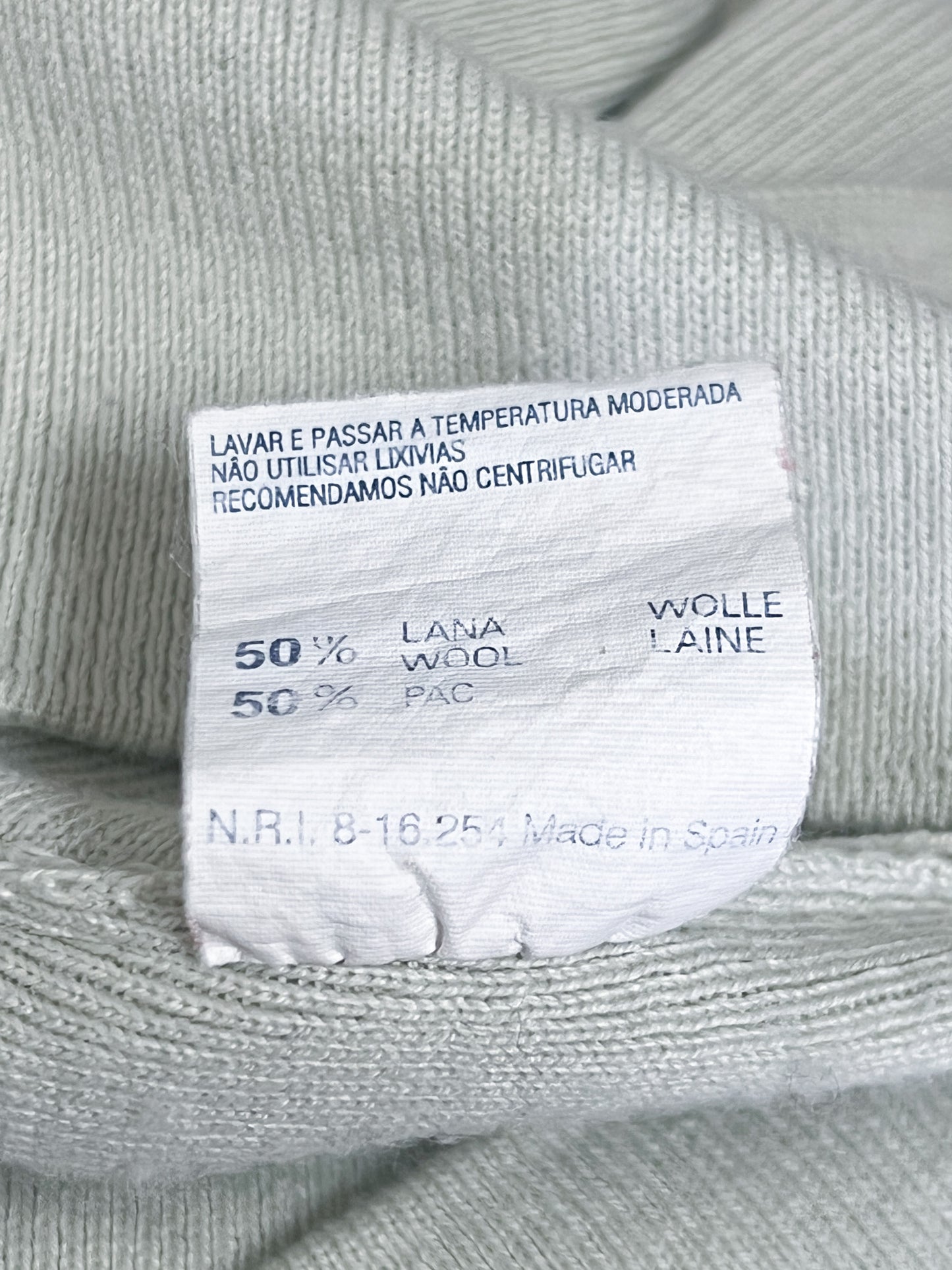 Pull Antonelle en Laine - Vert d'Eau - Détails Torsades - T. 36