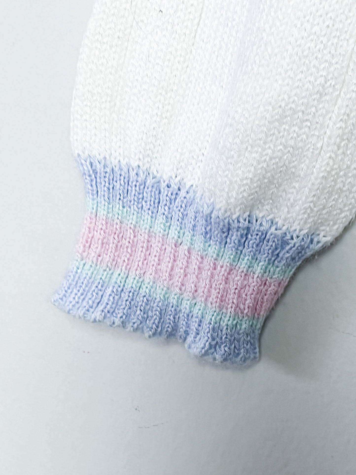 Cardigan Vintage Marèse en Coton - Torsades & Bandes Pastels - T. 36/38
