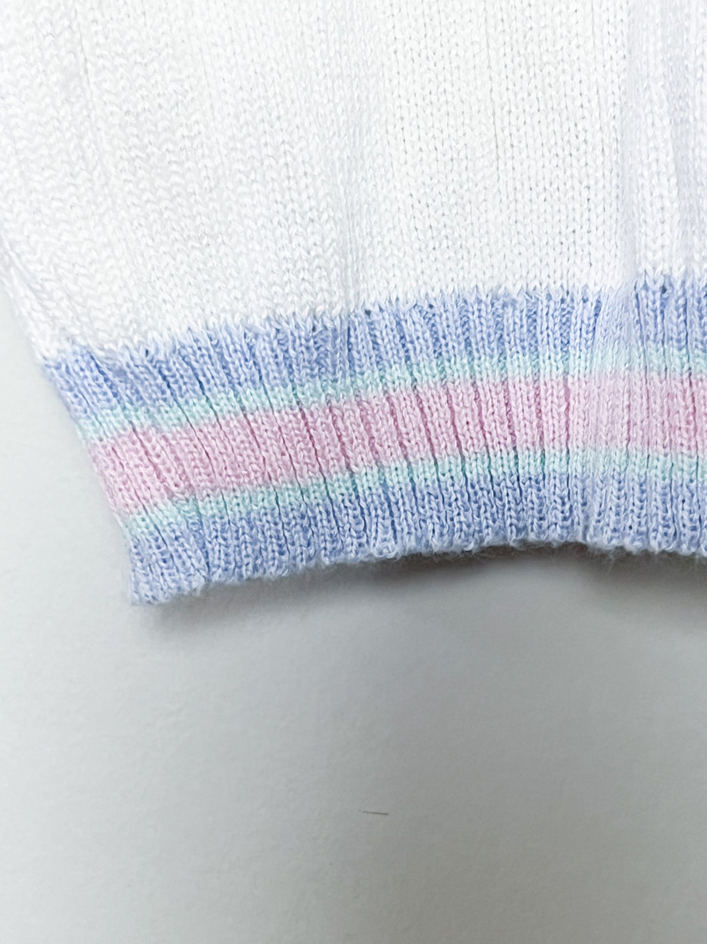 Cardigan Vintage Marèse en Coton - Torsades & Bandes Pastels - T. 36/38