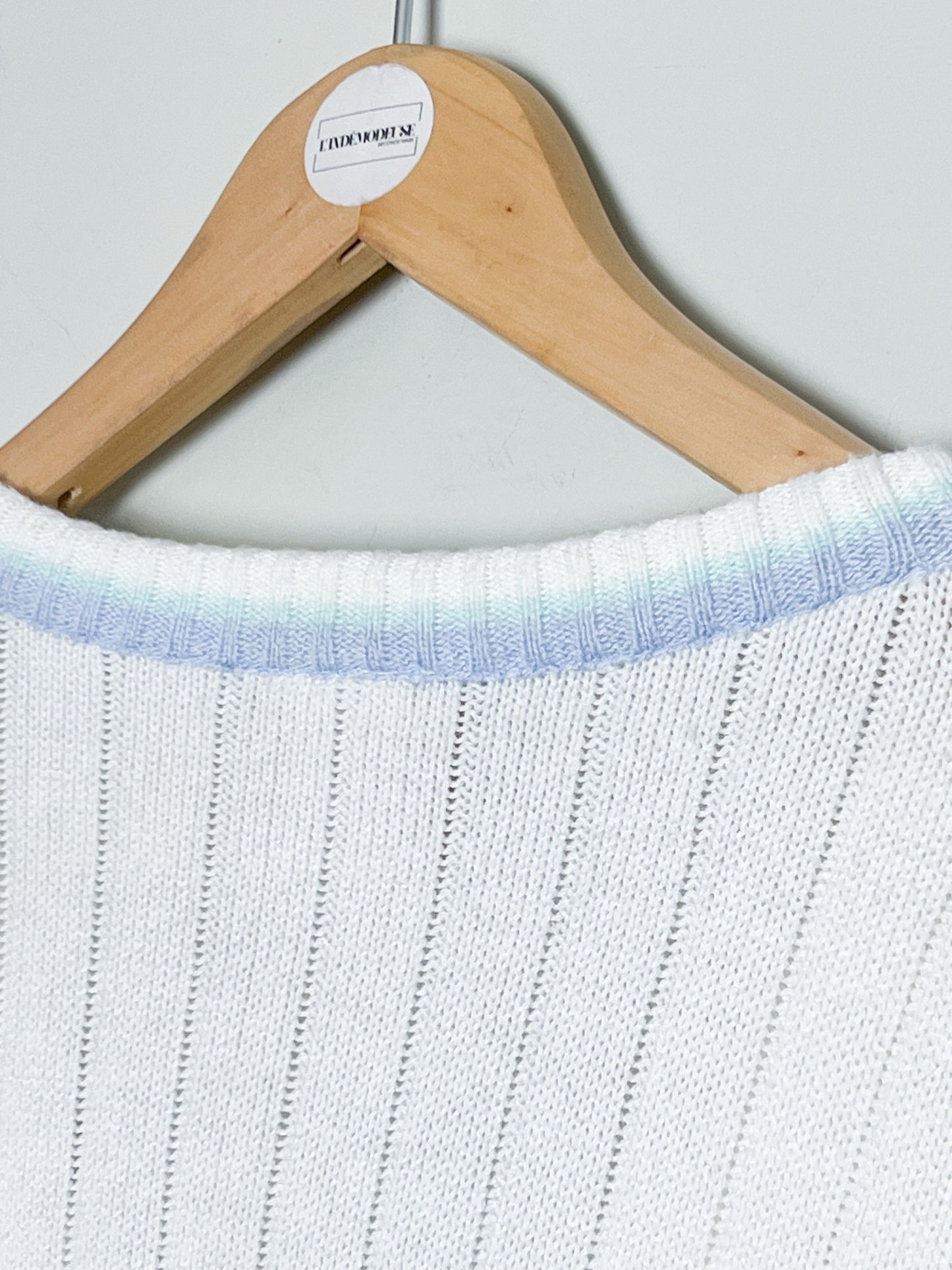 Cardigan Vintage Marèse en Coton - Torsades & Bandes Pastels - T. 36/38