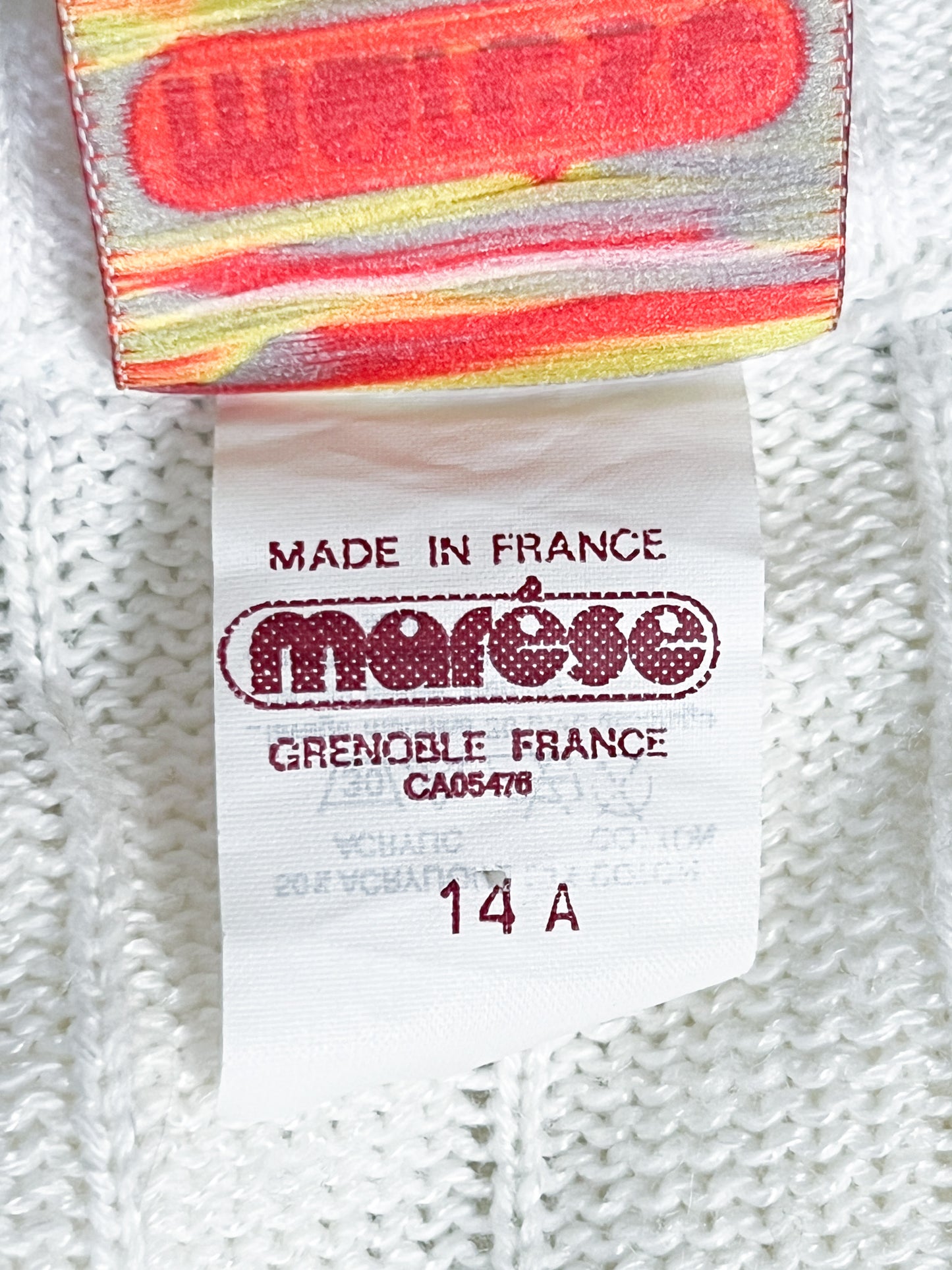 Cardigan Vintage Marèse en Coton - Torsades & Bandes Pastels - T. 36/38