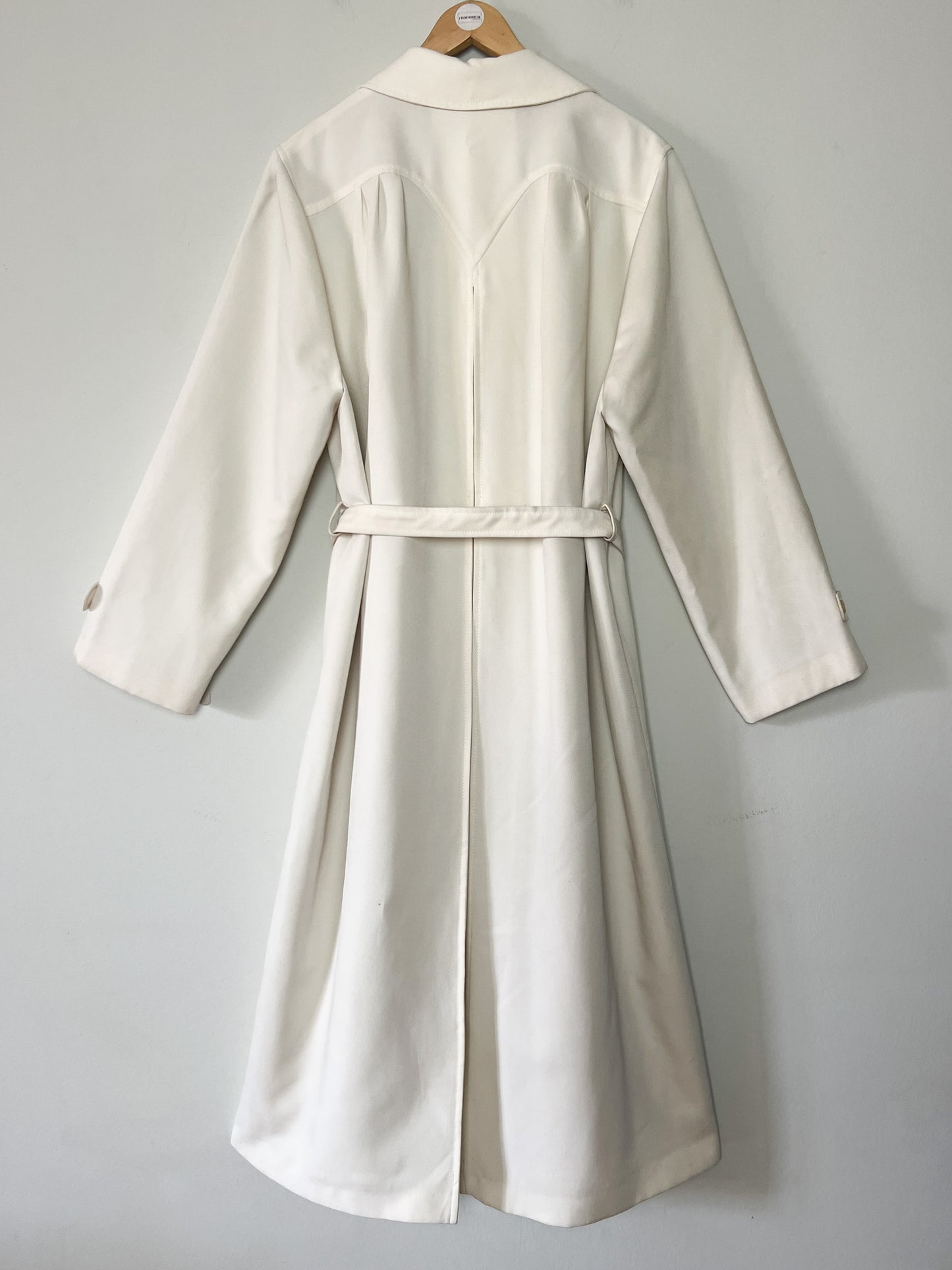 Manteau Vintage Crème des Années 70 - Ceinture & Détails au Dos - T. 38/40