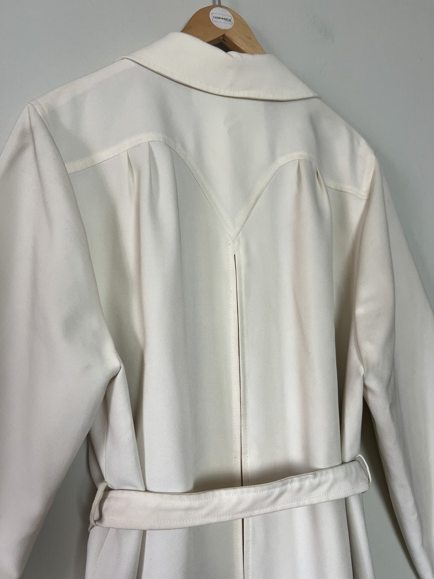 Manteau Vintage Crème des Années 70 - Ceinture & Détails au Dos - T. 38/40