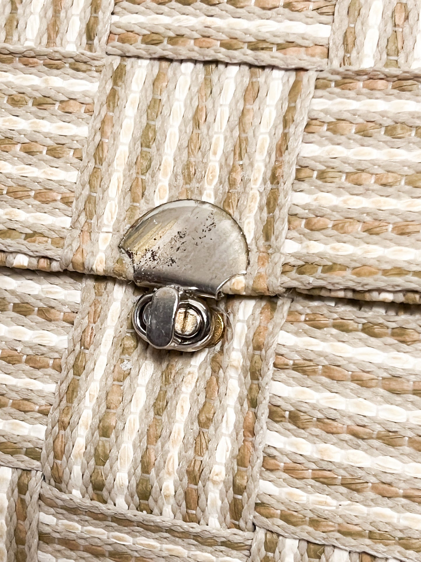 Sac Vintage Années 90 en Raphia Tressé - Anse Effet Bois - Porté Main & Bandoulière
