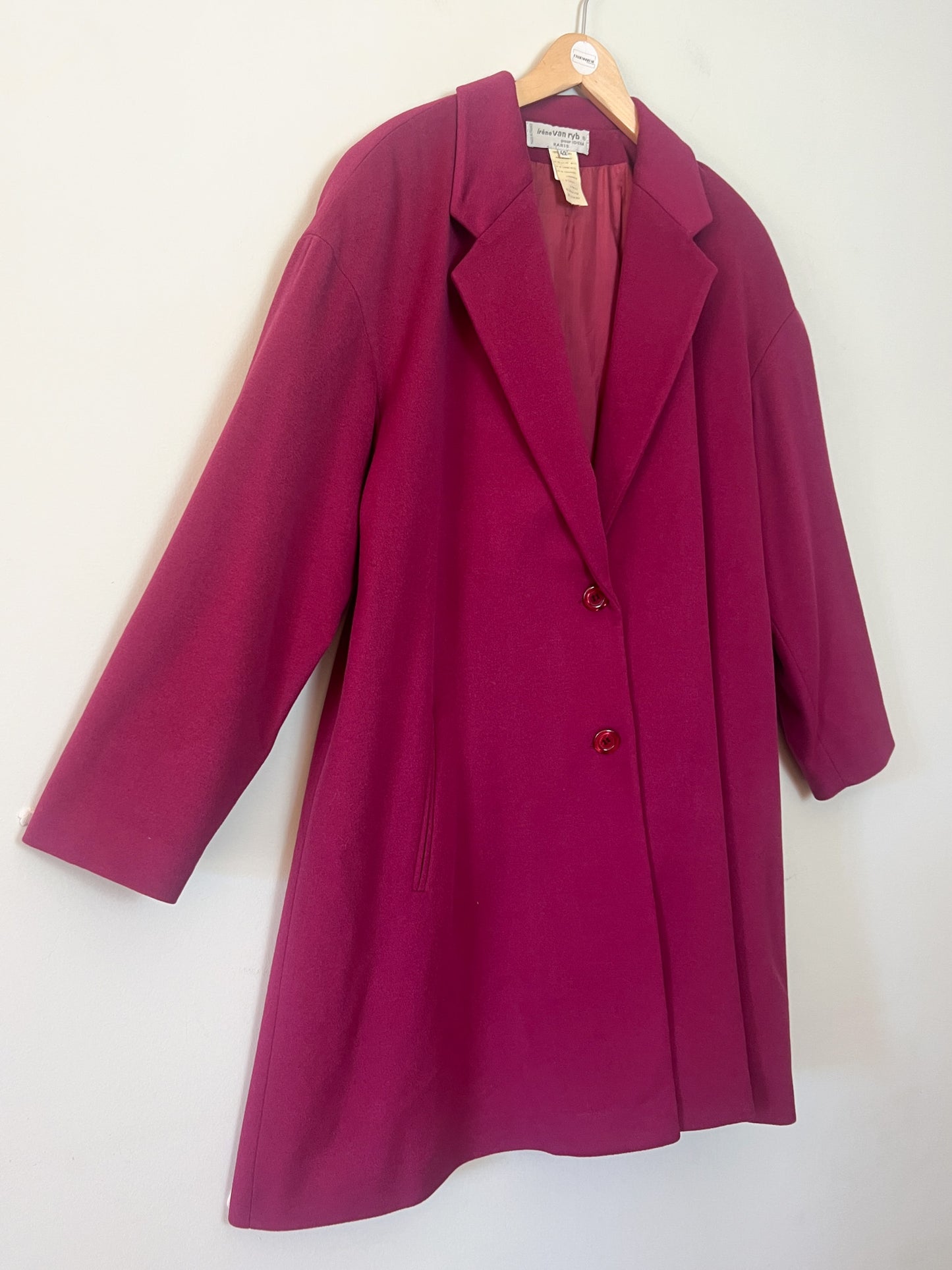 Manteau Vintage Irène Van Ryb en Laine et Cachemire - Bordeaux - T. 42