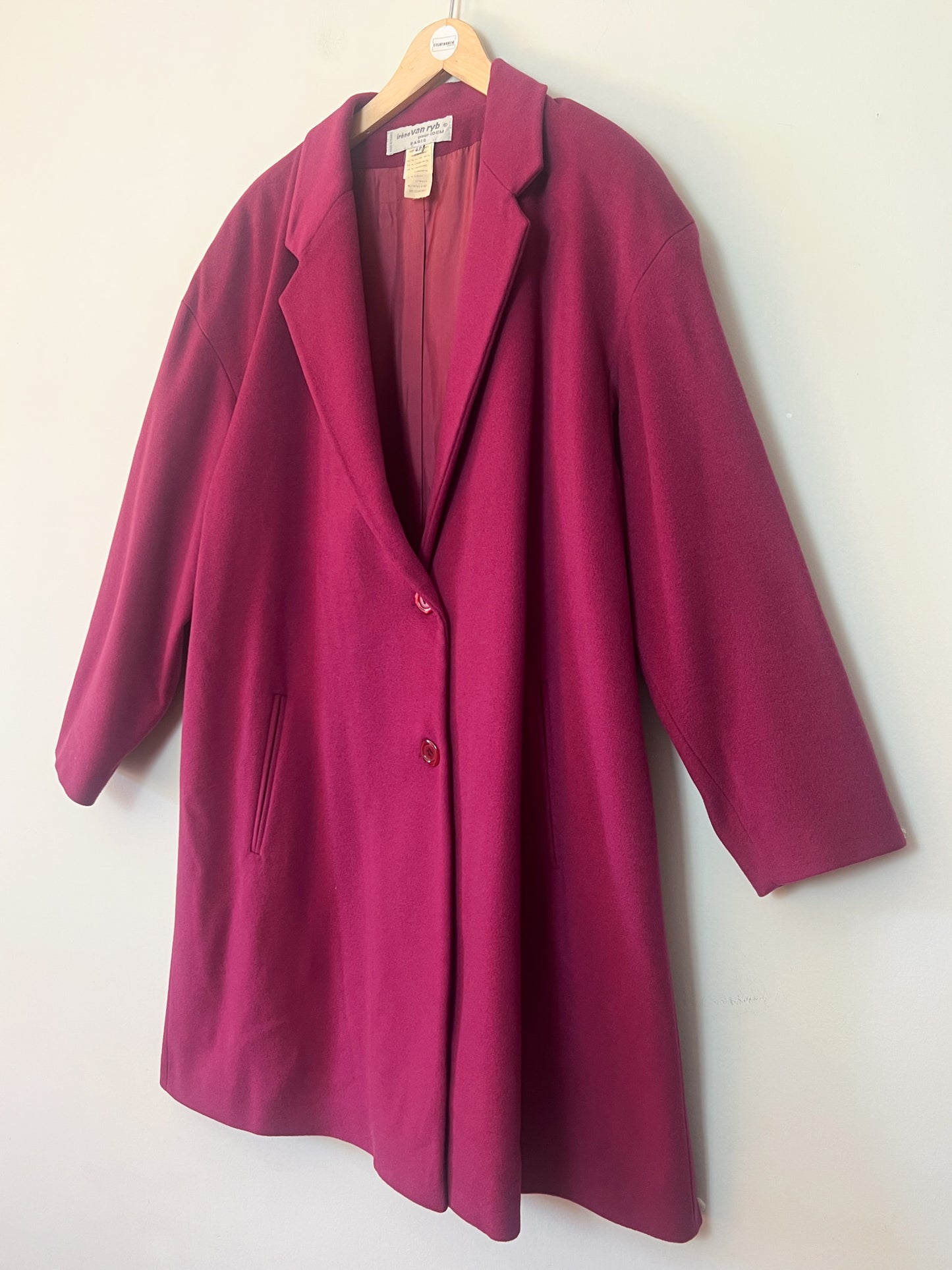 Manteau Vintage Irène Van Ryb en Laine et Cachemire - Bordeaux - T. 42