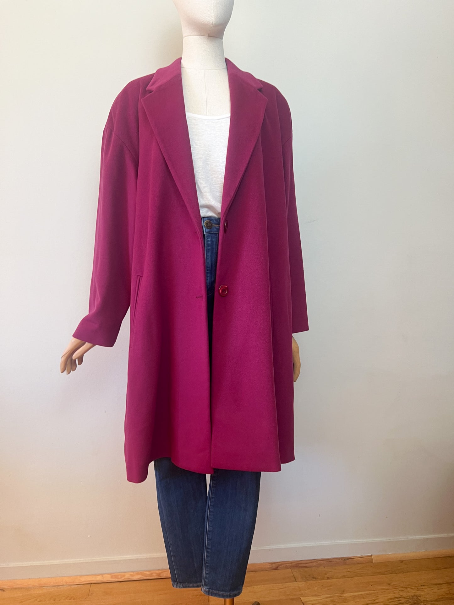 Manteau Vintage Irène Van Ryb en Laine et Cachemire - Bordeaux - T. 42