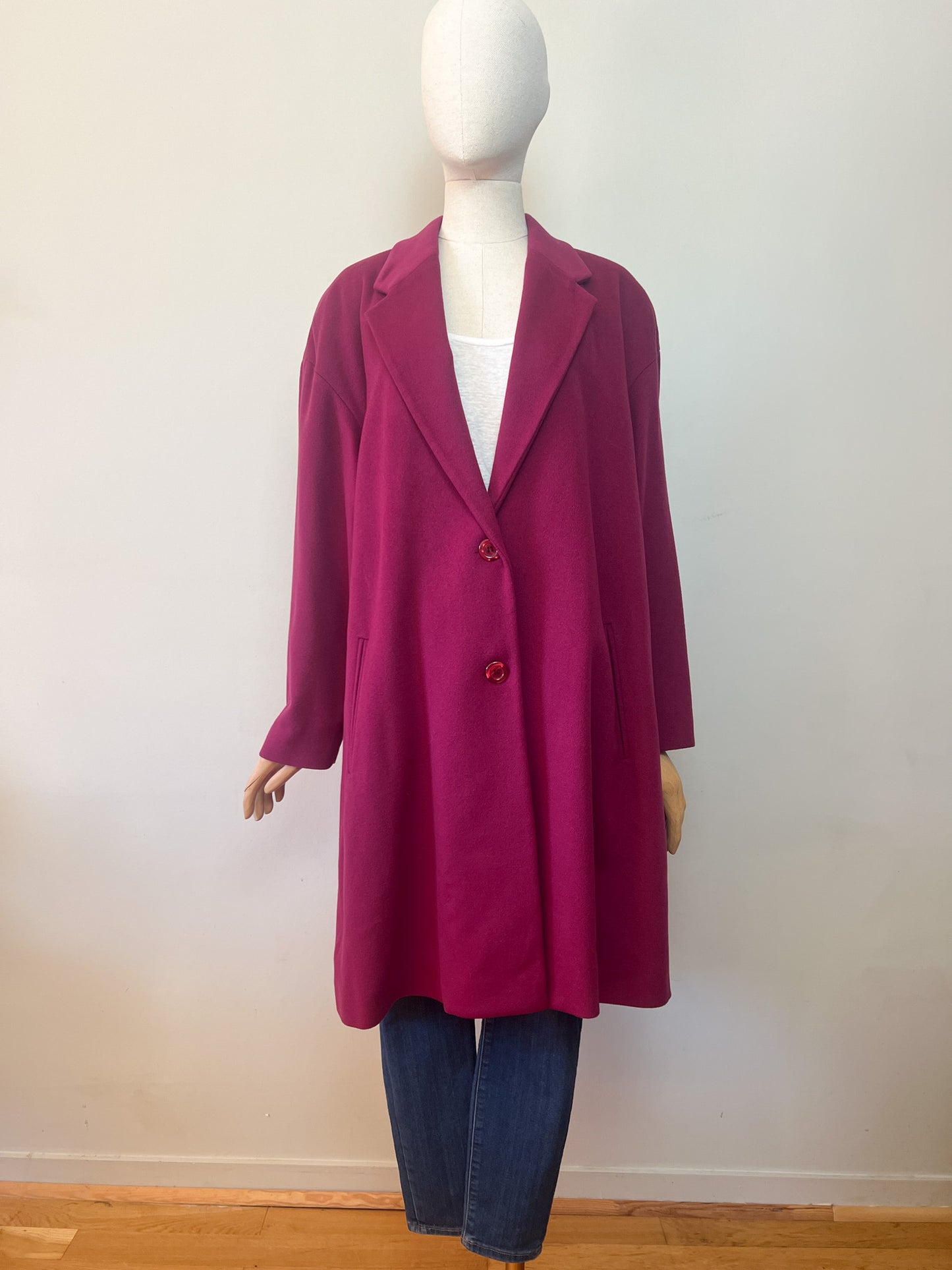 Manteau Vintage Irène Van Ryb en Laine et Cachemire - Bordeaux - T. 42