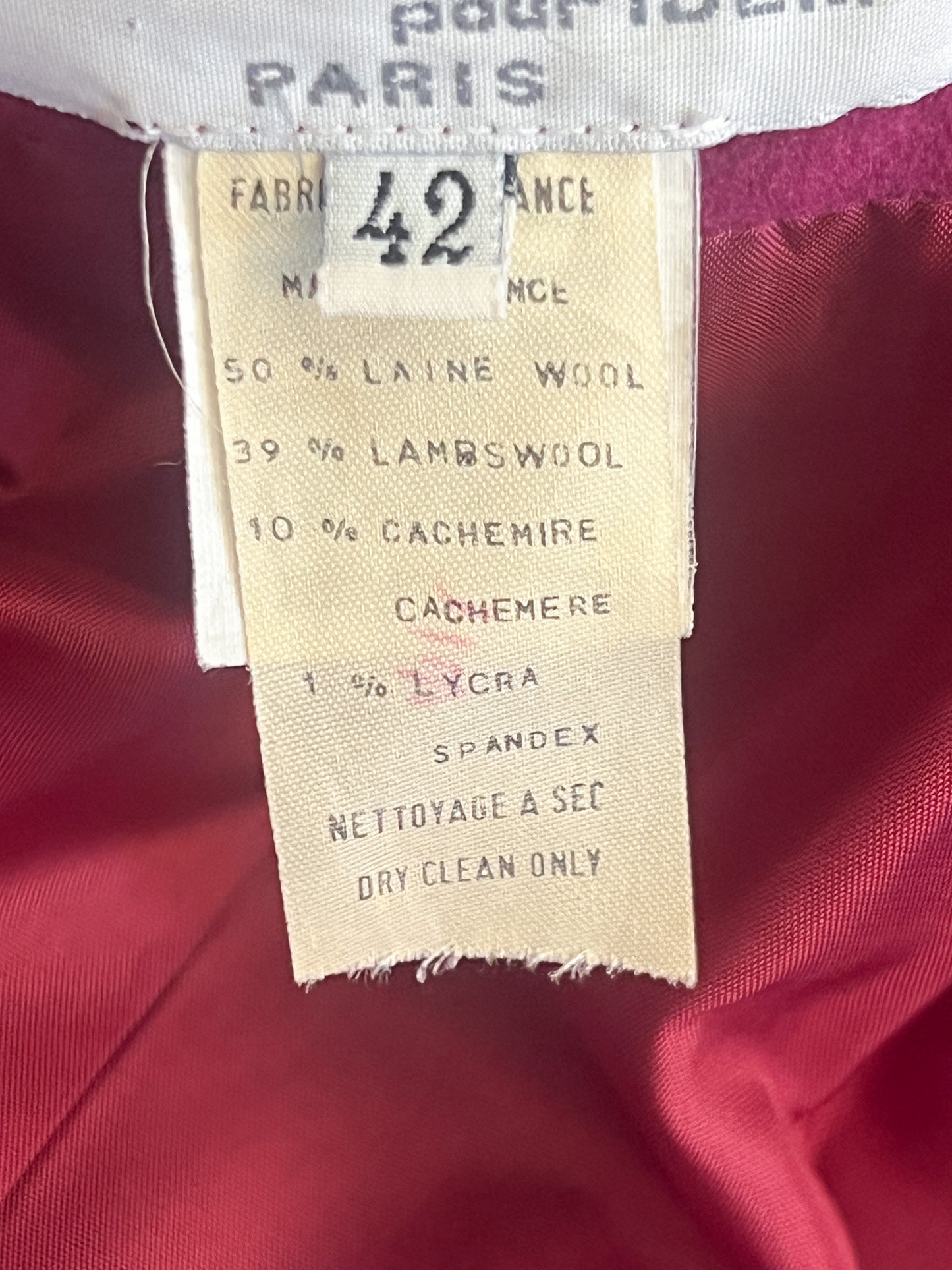 Manteau Vintage Irène Van Ryb en Laine et Cachemire - Bordeaux - T. 42