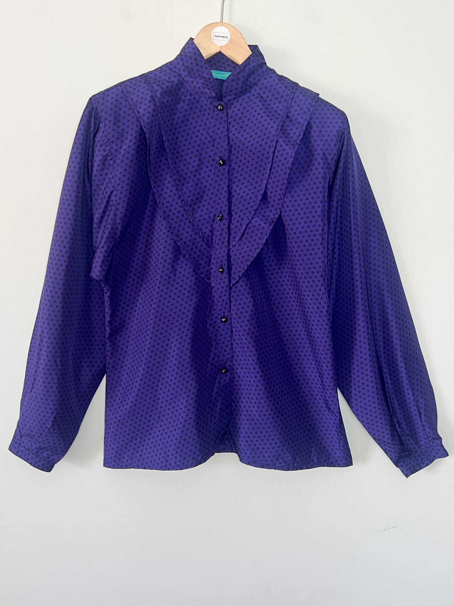 Chemisier Vintage Cacharel Années 80 - Violet à Pois - Taille 38