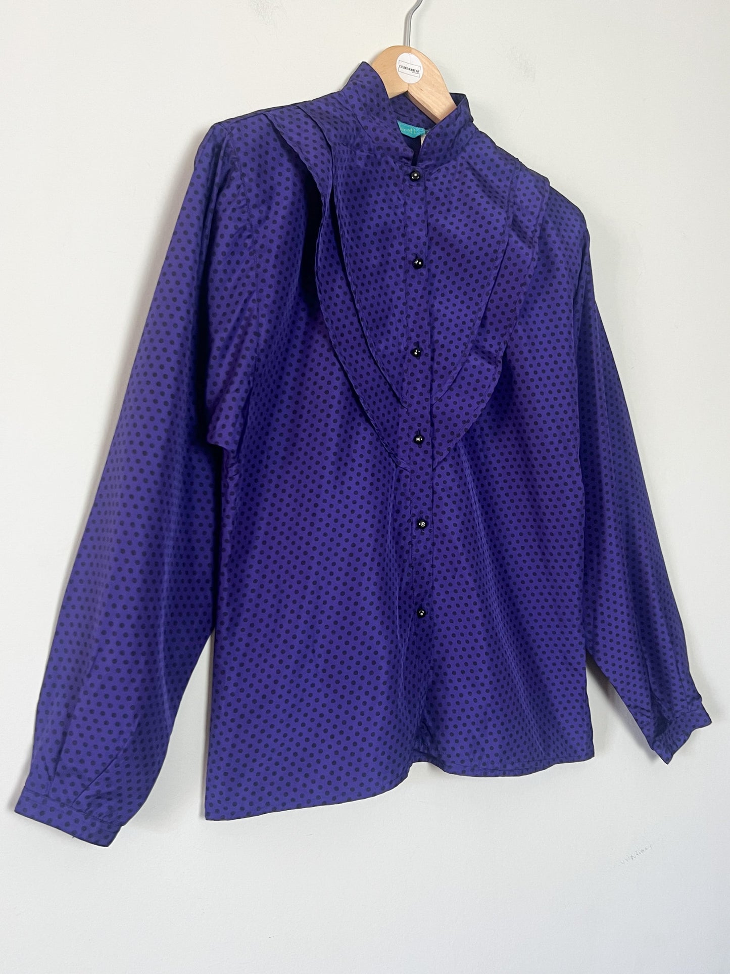 Chemisier Vintage Cacharel Années 80 - Violet à Pois - Taille 38