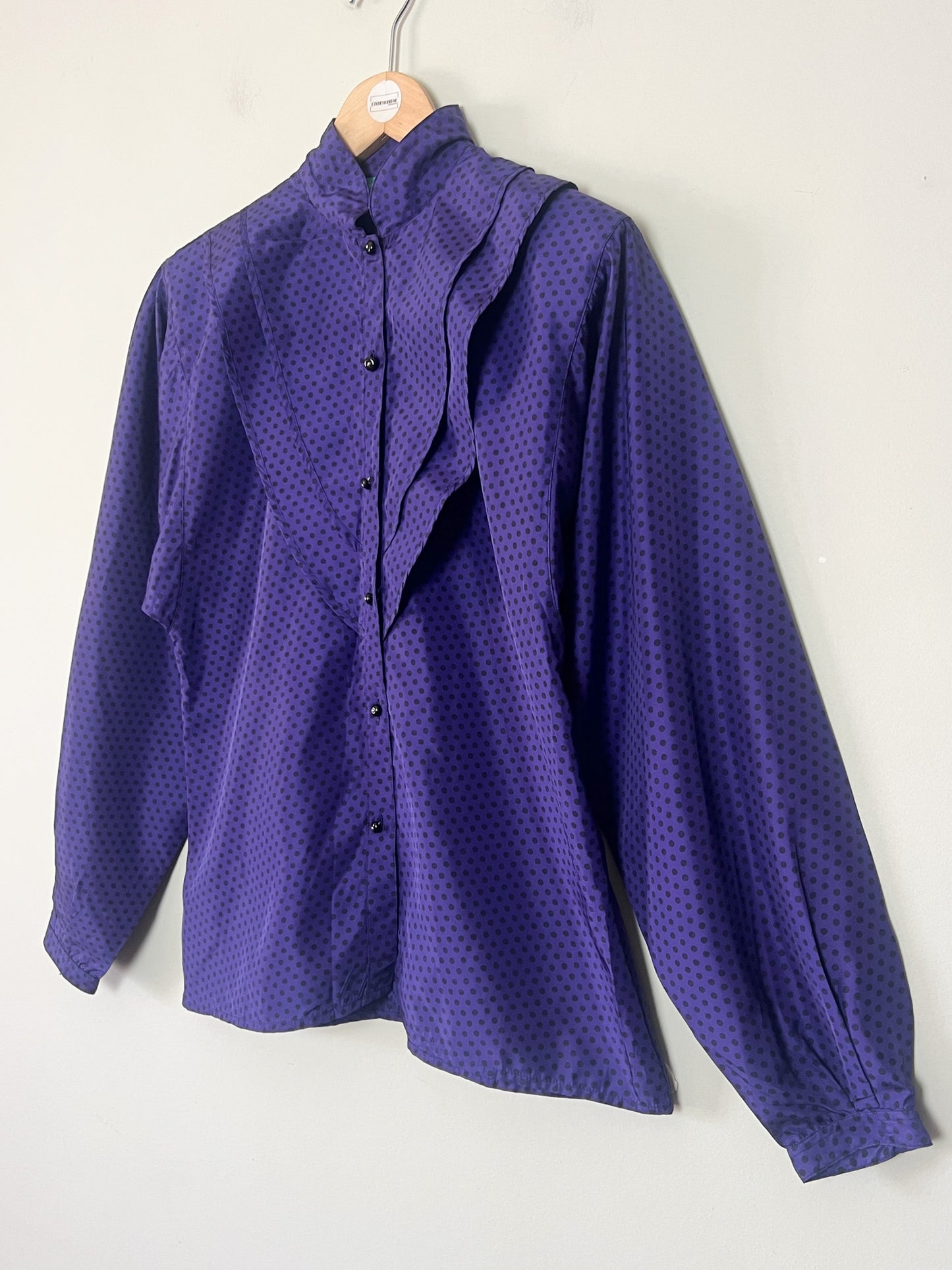 Chemisier Vintage Cacharel Années 80 - Violet à Pois - Taille 38