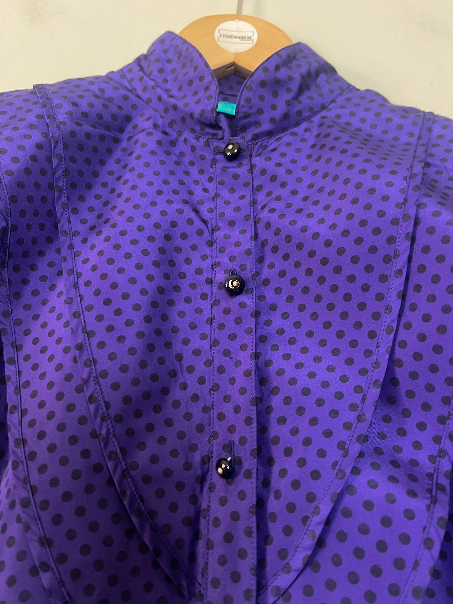 Chemisier Vintage Cacharel Années 80 - Violet à Pois - Taille 38