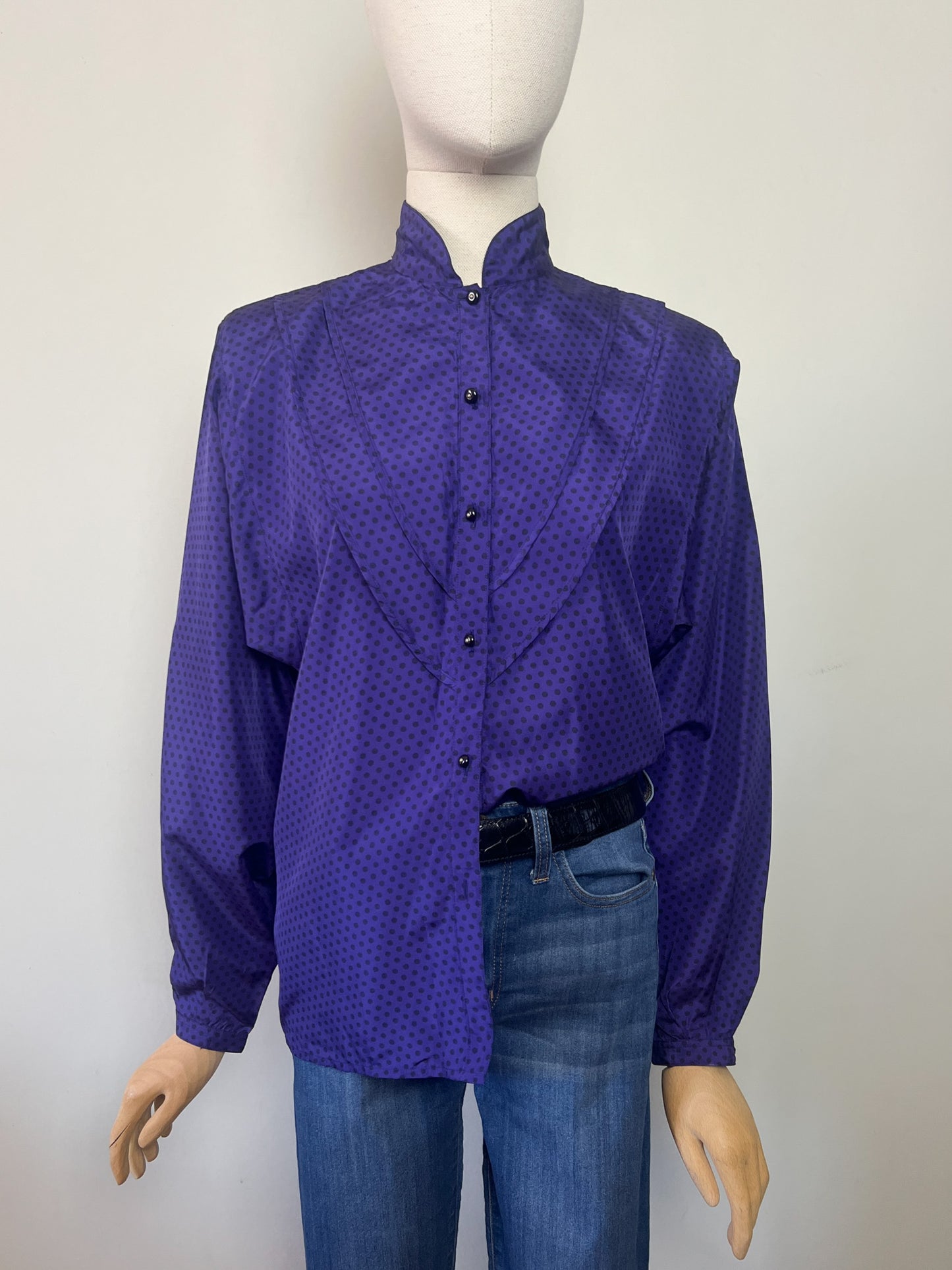 Chemisier Vintage Cacharel Années 80 - Violet à Pois - Taille 38