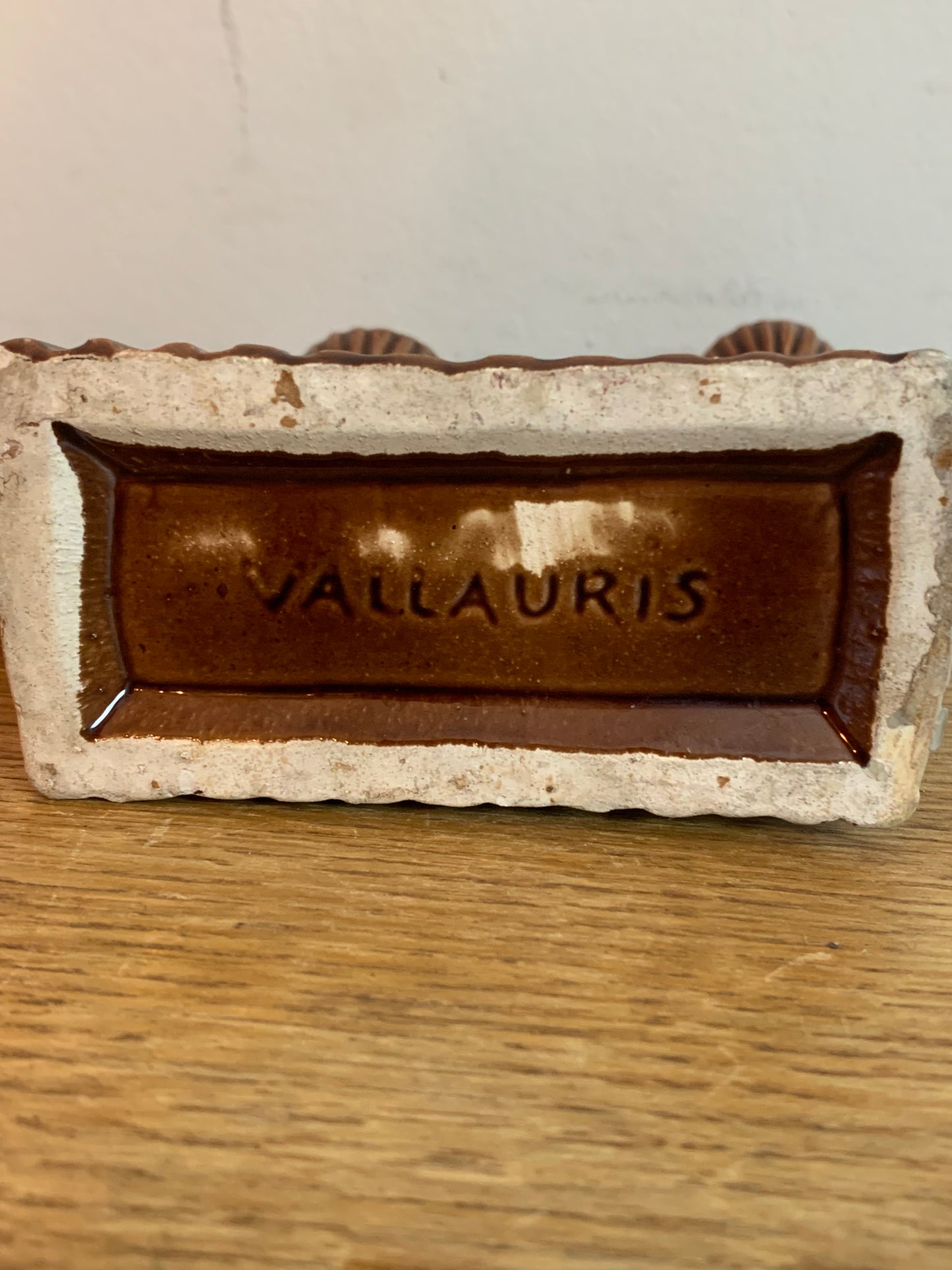 Bougeoir en céramique émaillé signé Vallauris vintage