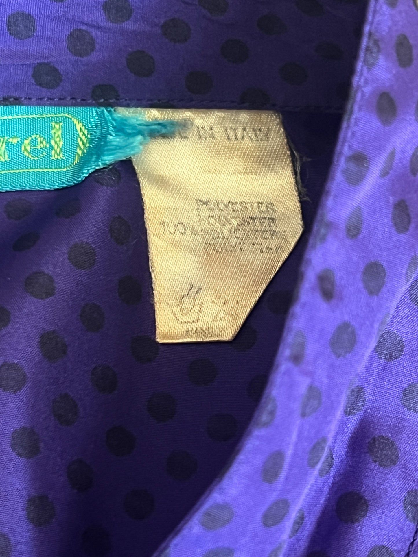 Chemisier Vintage Cacharel Années 80 - Violet à Pois - Taille 38