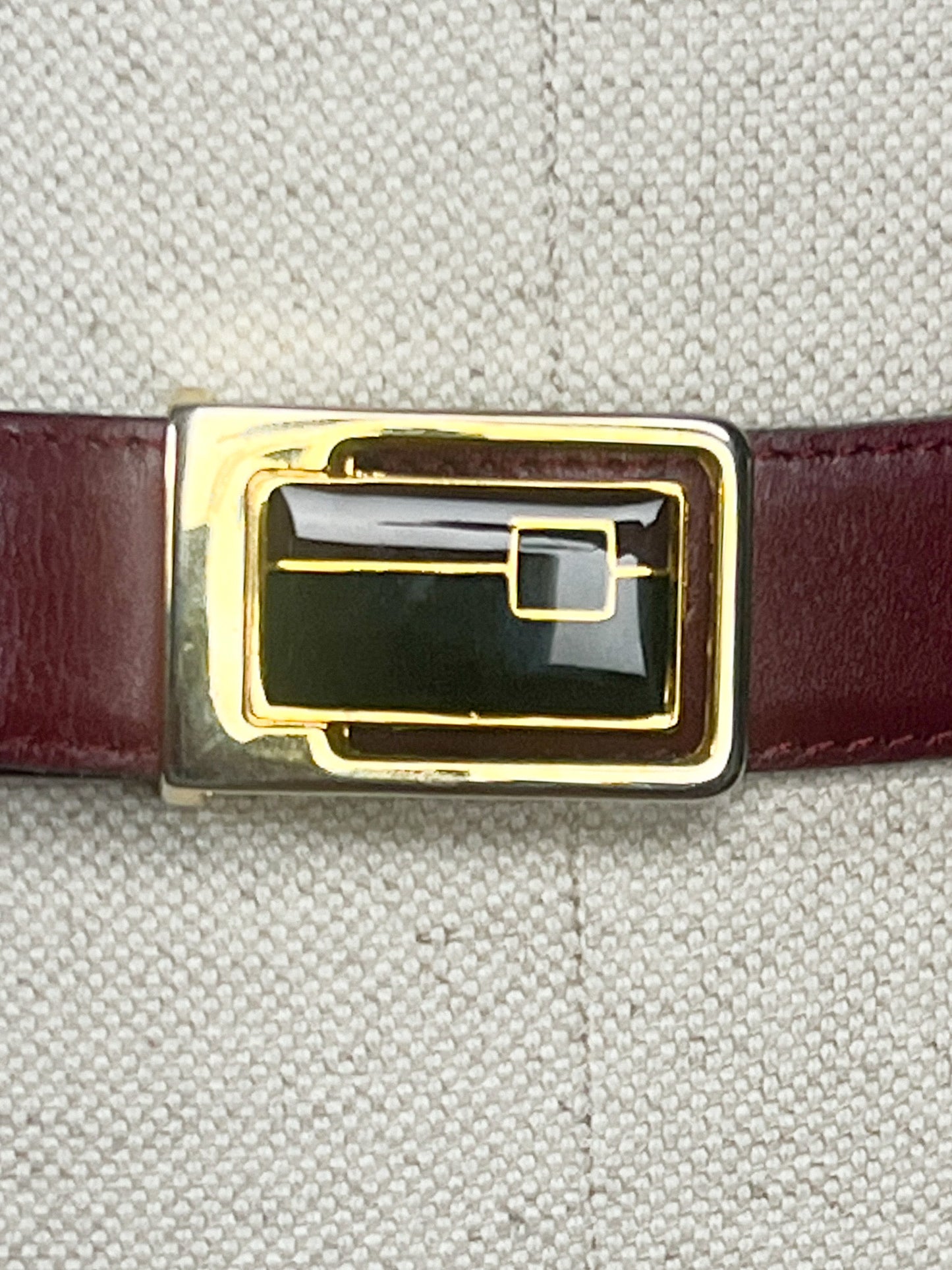 Ceinture Vintage CHRETIEN RUEIL en Cuir de Veau - Bordeaux - T. 85