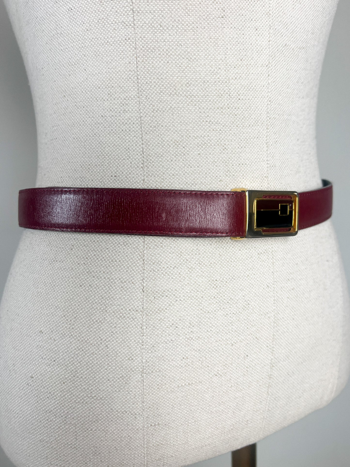 Ceinture Vintage CHRETIEN RUEIL en Cuir de Veau - Bordeaux - T. 85