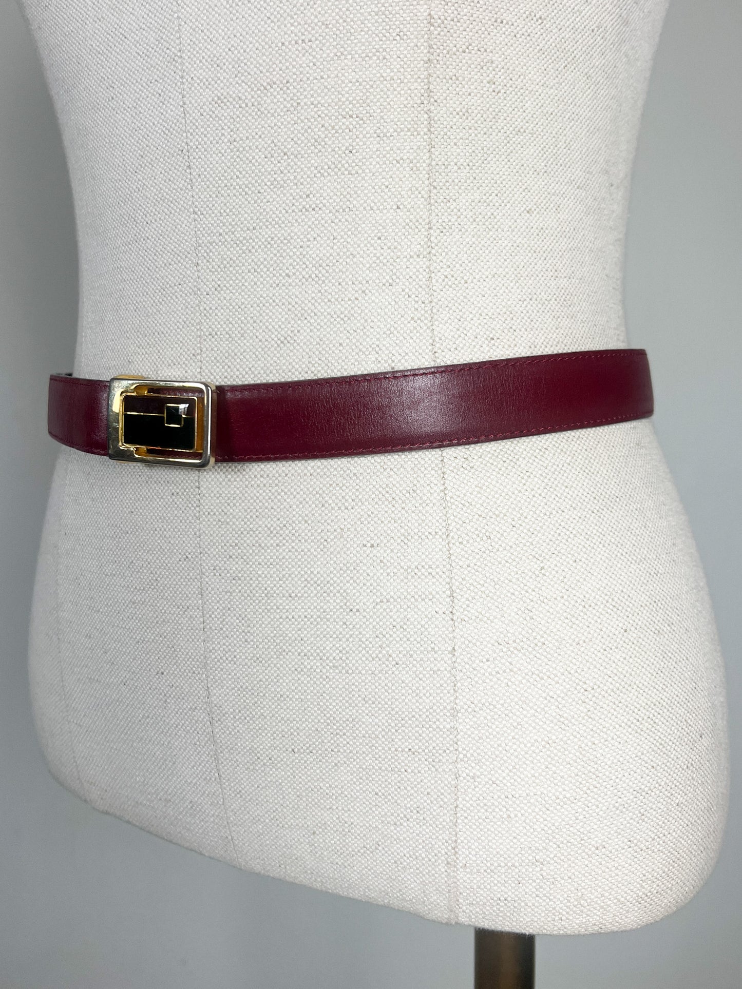 Ceinture Vintage CHRETIEN RUEIL en Cuir de Veau - Bordeaux - T. 85