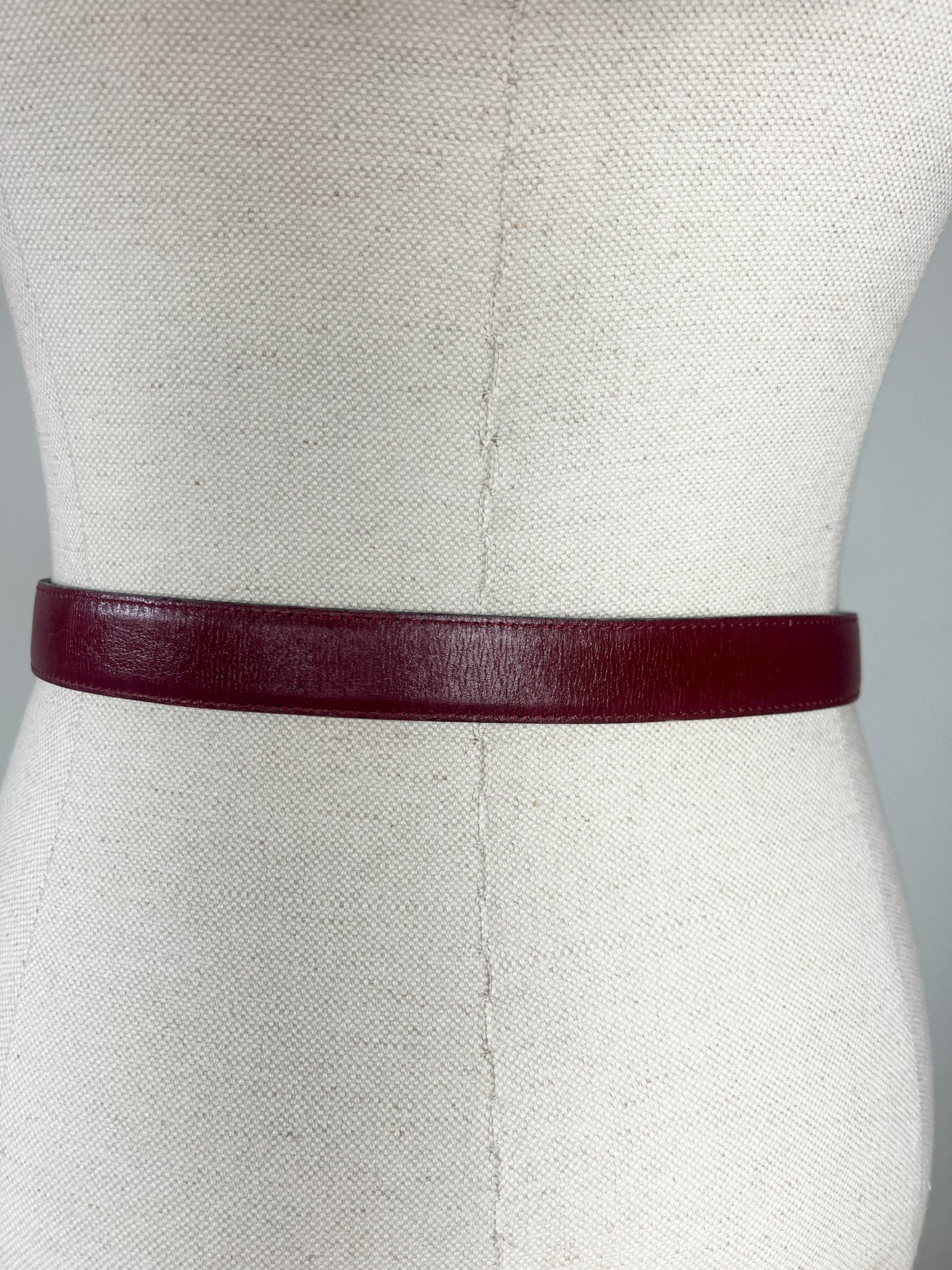 Ceinture Vintage CHRETIEN RUEIL en Cuir de Veau - Bordeaux - T. 85