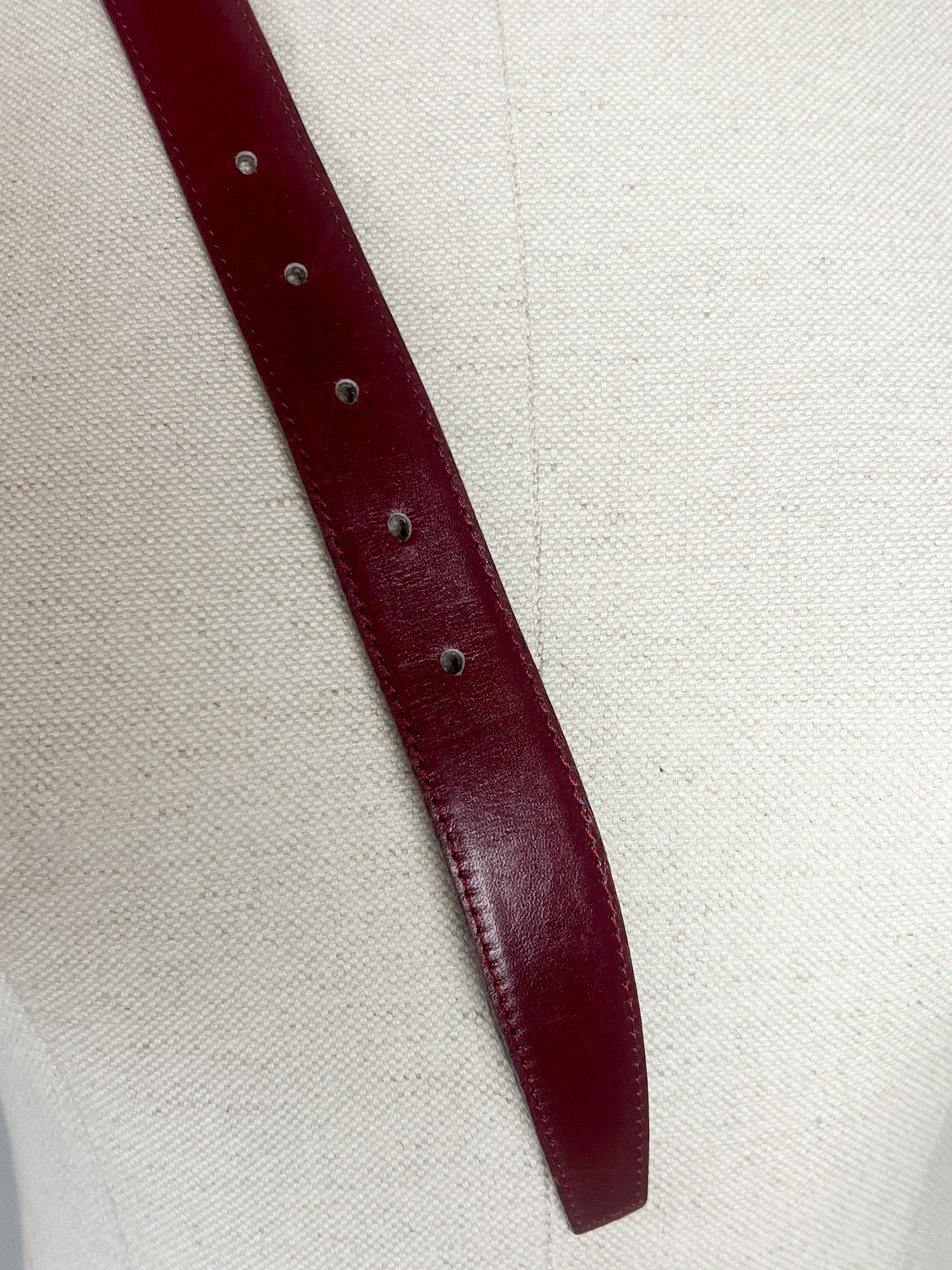 Ceinture Vintage CHRETIEN RUEIL en Cuir de Veau - Bordeaux - T. 85