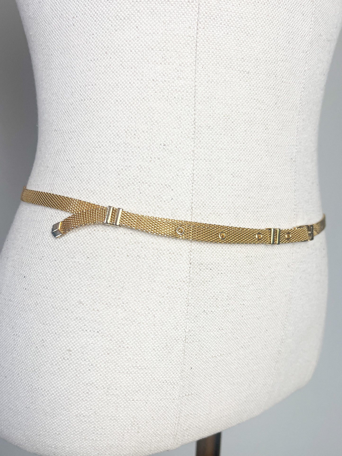 Ceinture Vintage Fine en Maille Milanaise Dorée - T. 70/75