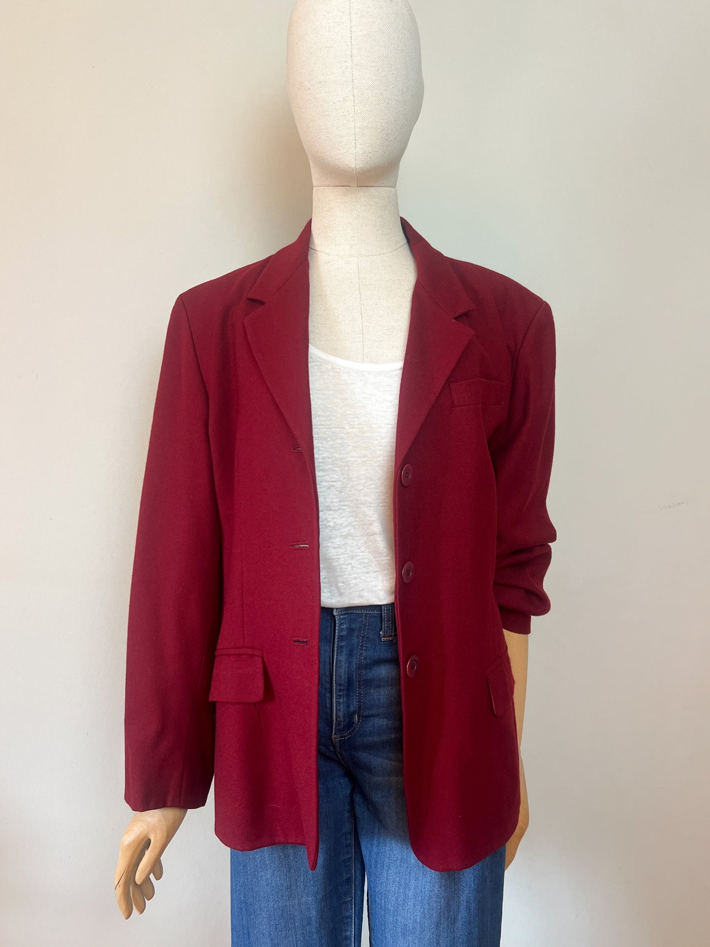 Veste Vintage Infinitif en Laine - Rouge Bordeaux - T. 42/44