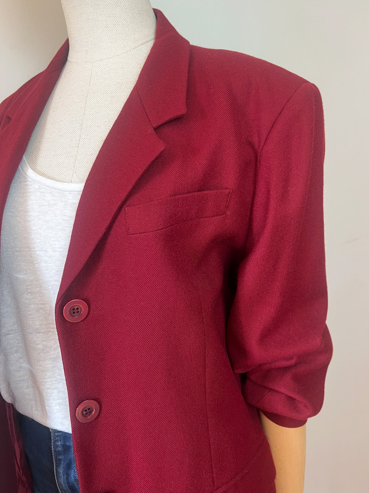 Veste Vintage Infinitif en Laine - Rouge Bordeaux - T. 42/44