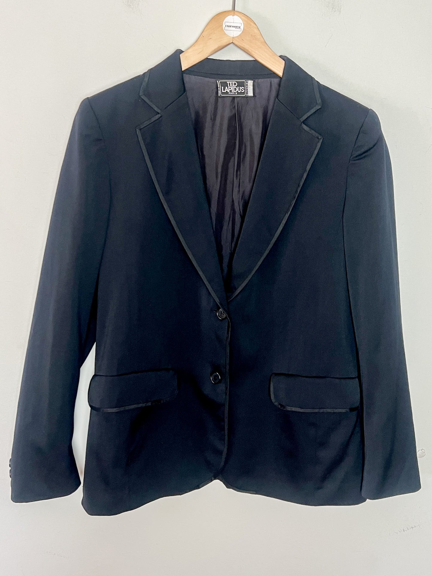 Blazer TED LAPIDUS Diffusion Vintage Années 80/90 - 100% Laine Vierge Noire - Galons Élégants - Made in France - Taille 38/40 FR