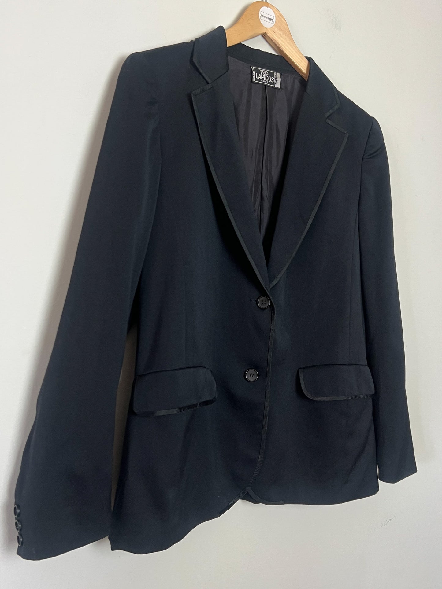 Blazer TED LAPIDUS Diffusion Vintage Années 80/90 - 100% Laine Vierge Noire - Galons Élégants - Made in France - Taille 38/40 FR