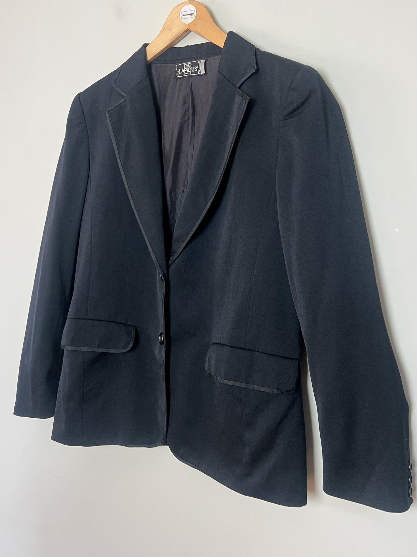 Blazer TED LAPIDUS Diffusion Vintage Années 80/90 - 100% Laine Vierge Noire - Galons Élégants - Made in France - Taille 38/40 FR
