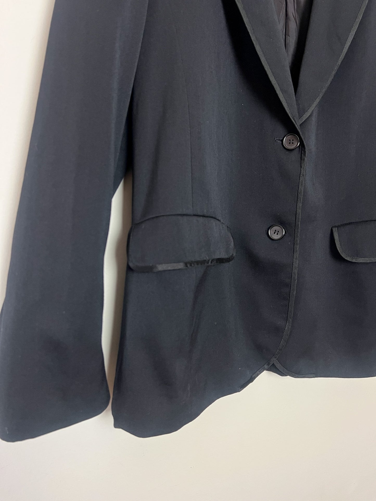 Blazer TED LAPIDUS Diffusion Vintage Années 80/90 - 100% Laine Vierge Noire - Galons Élégants - Made in France - Taille 38/40 FR