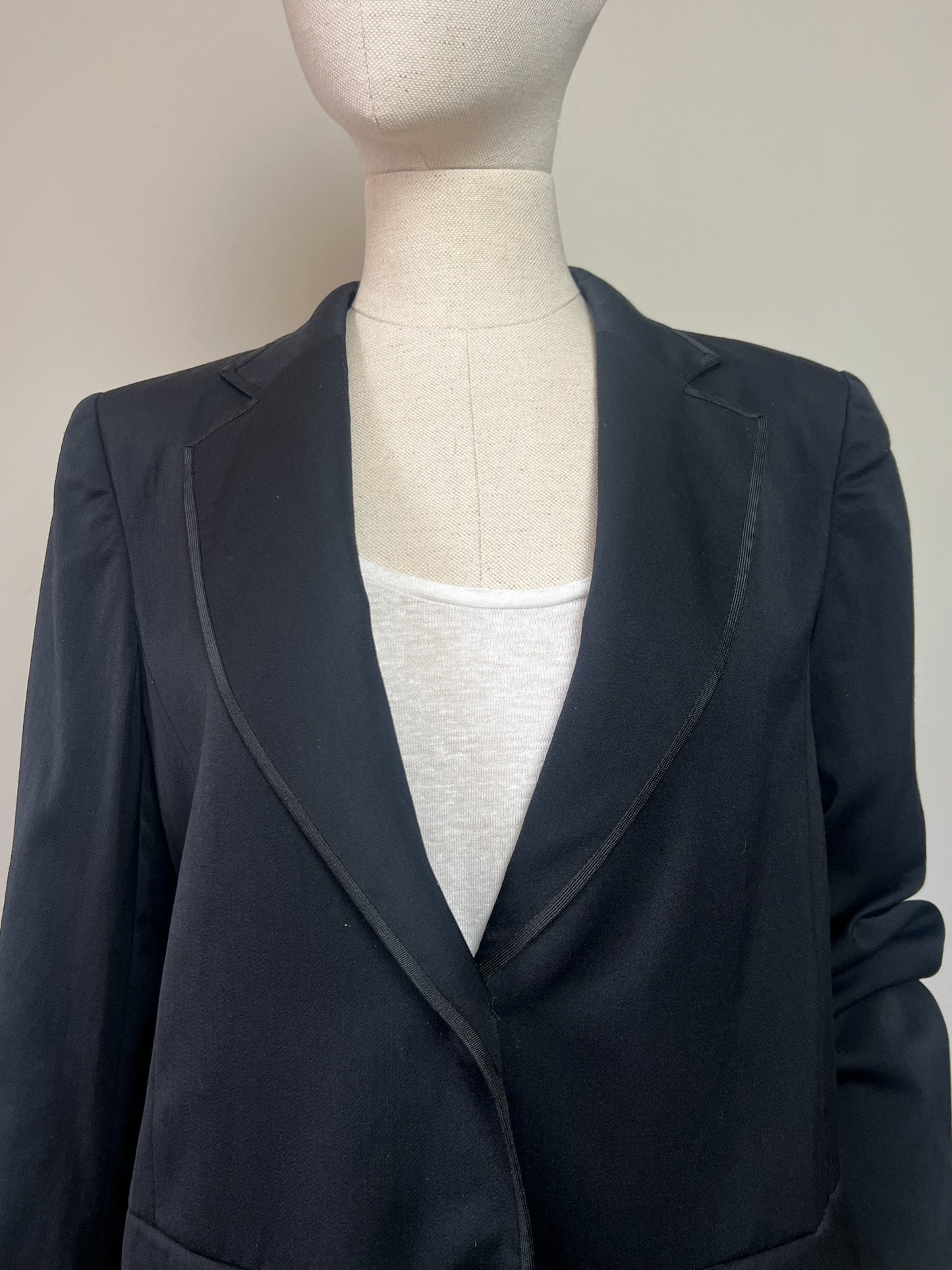 Blazer TED LAPIDUS Diffusion Vintage Années 80/90 - 100% Laine Vierge Noire - Galons Élégants - Made in France - Taille 38/40 FR