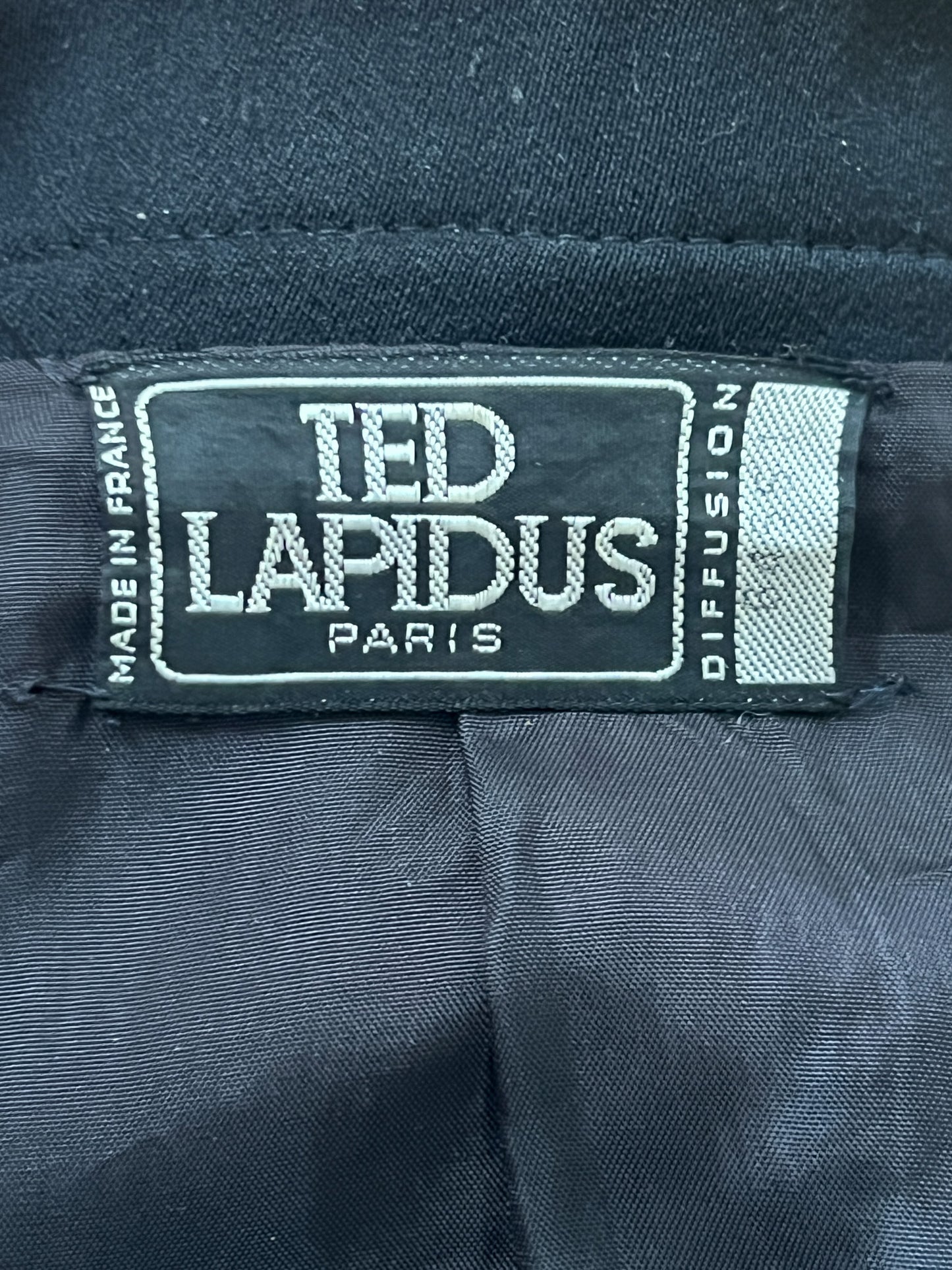 Blazer TED LAPIDUS Diffusion Vintage Années 80/90 - 100% Laine Vierge Noire - Galons Élégants - Made in France - Taille 38/40 FR