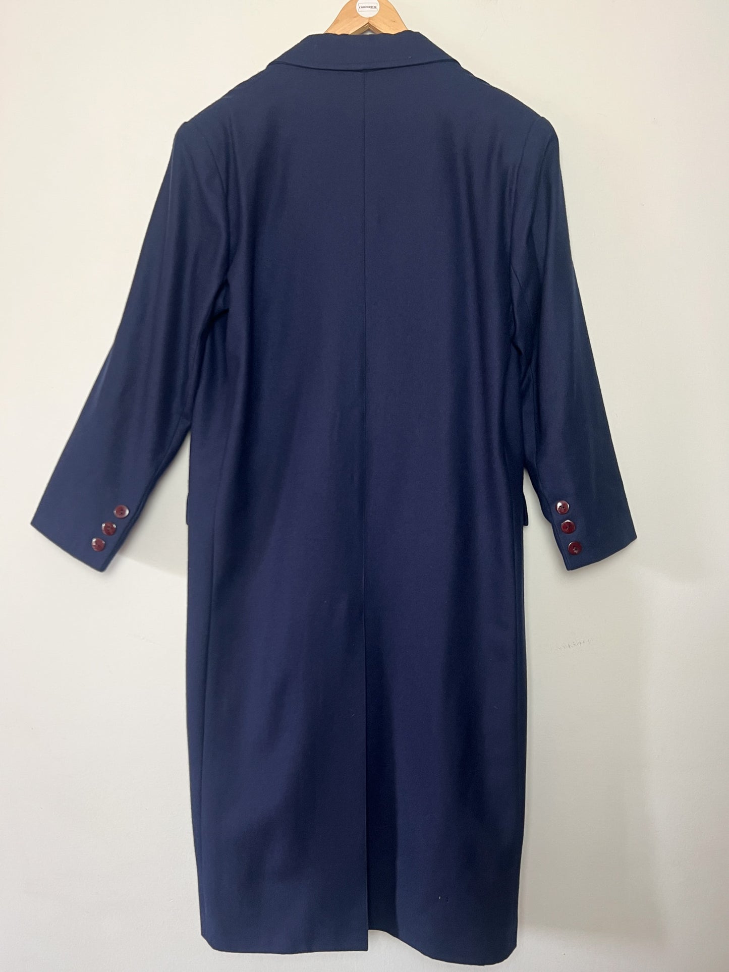 Manteau Long Vintage 100% Laine Marine - Fabriqué en France - T. 40/42