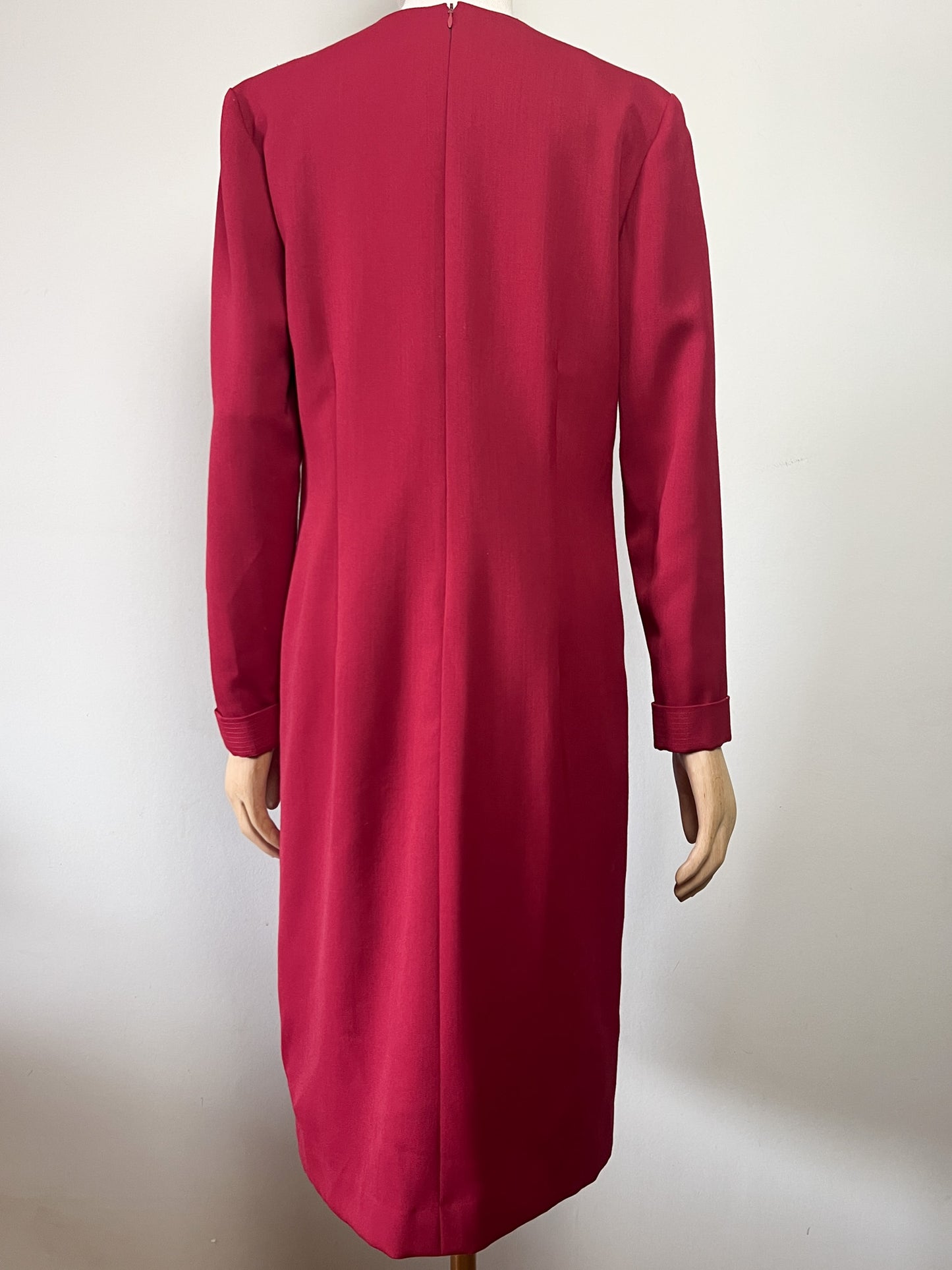 Robe Vintage Weinberg Paris - Rouge Foncé - Détails Boutons et Plis - T. 40