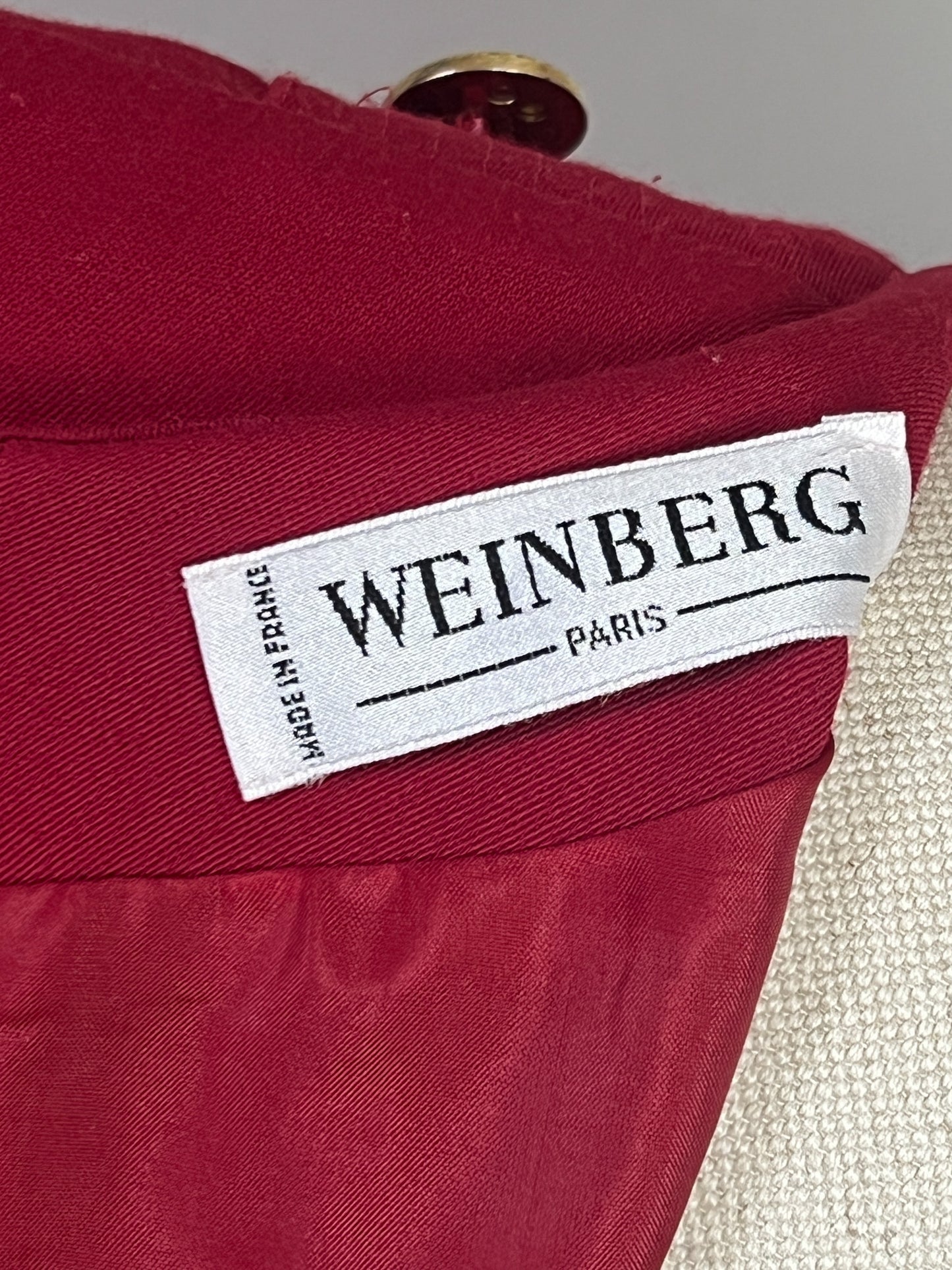 Robe Vintage Weinberg Paris - Rouge Foncé - Détails Boutons et Plis - T. 40