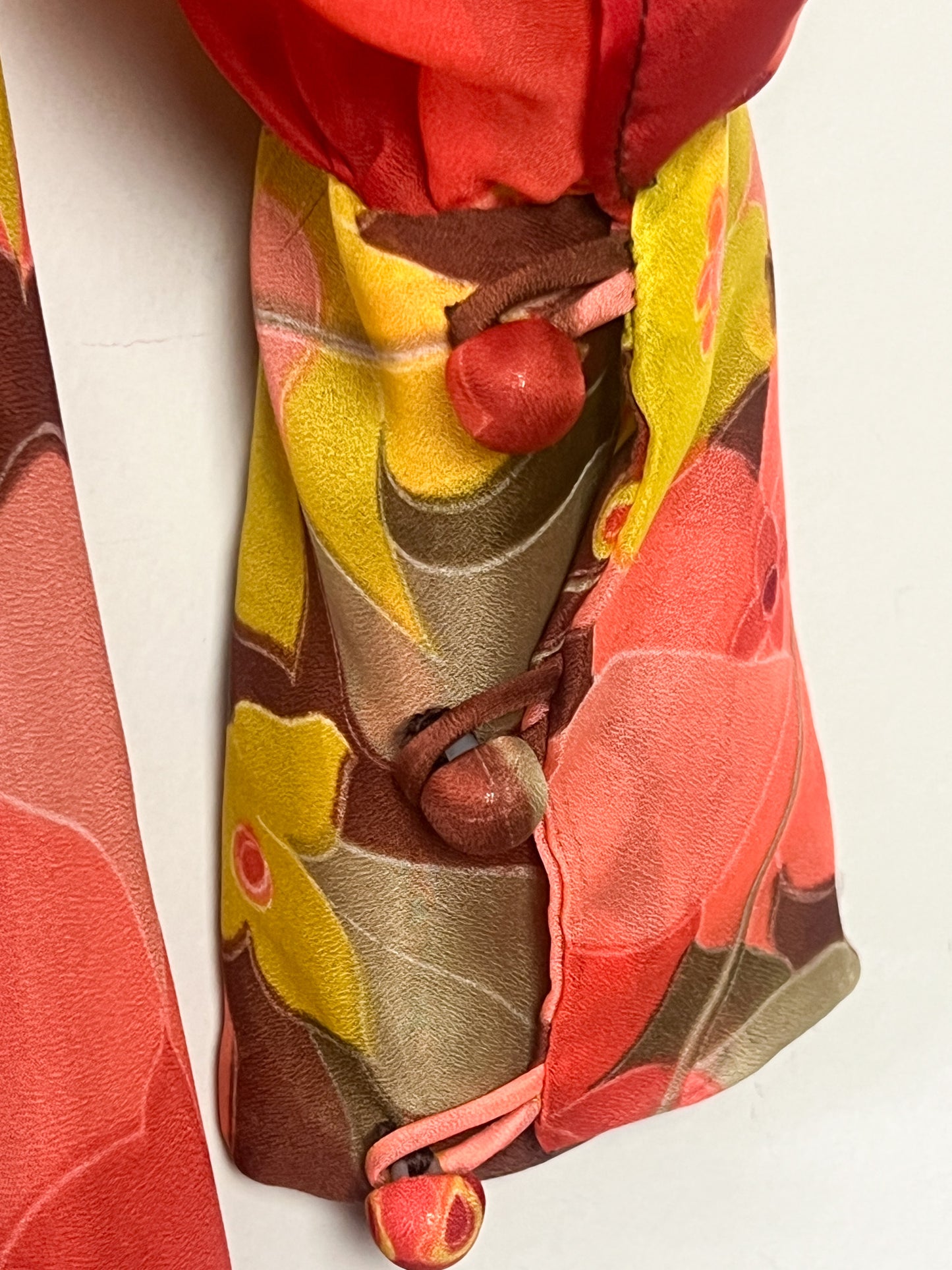 Robe Longue Vaporeuse Vintage Années 70 - Imprimé Floral Chaleureux - Fabriquée en France - T. 36/38