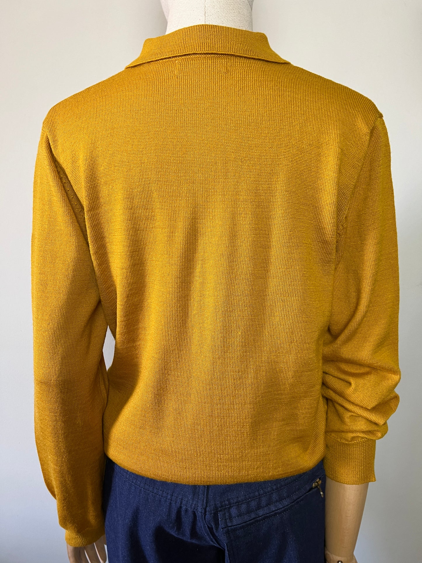 Pull Vintage Charmance Col Boutonné - Laine et Acrylique Moutarde - T. 42