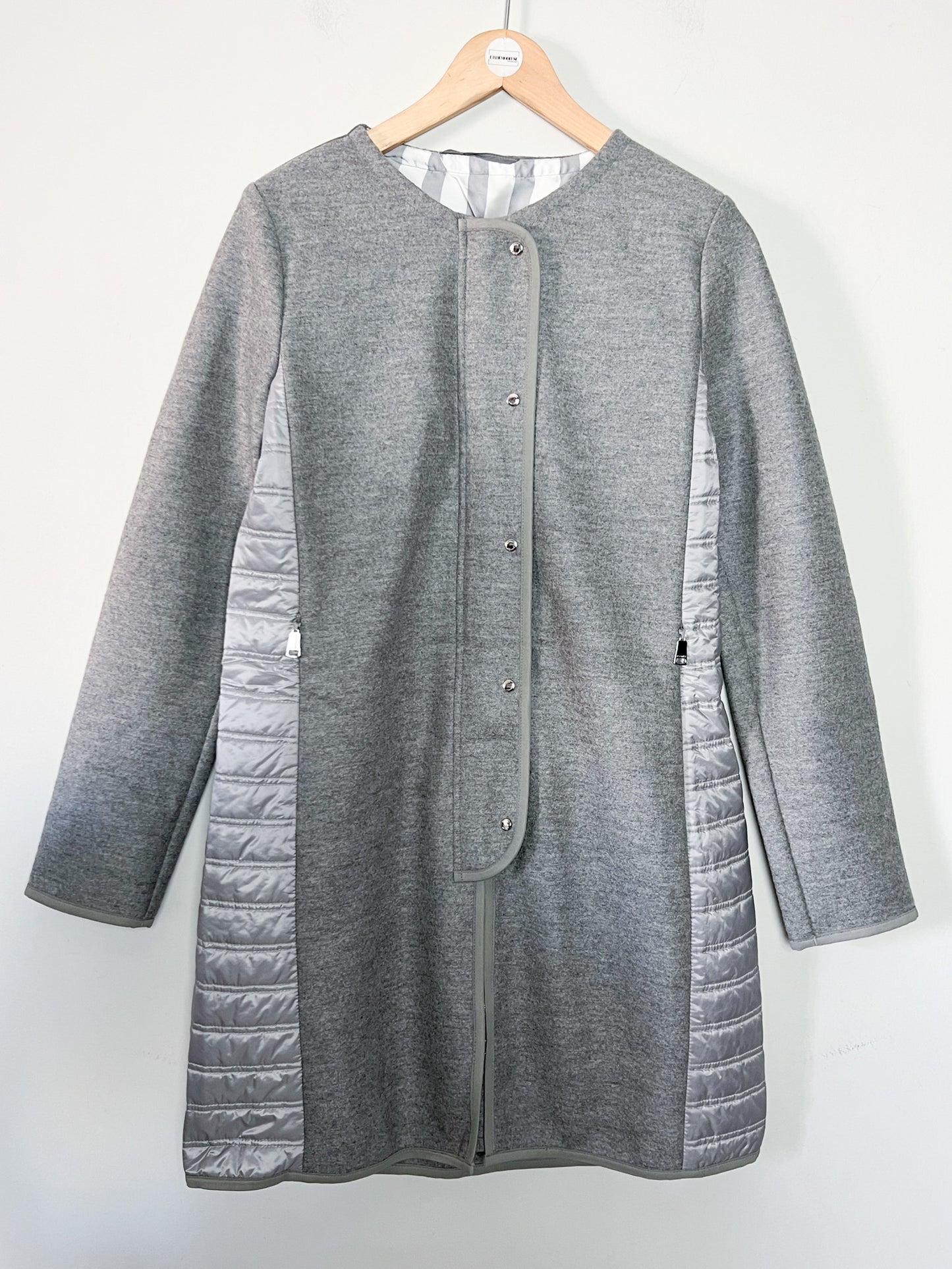 Manteau Luxe Bogner Bi-Matière - Laine Vierge & Polyamide Matelassé Gris - T. 36