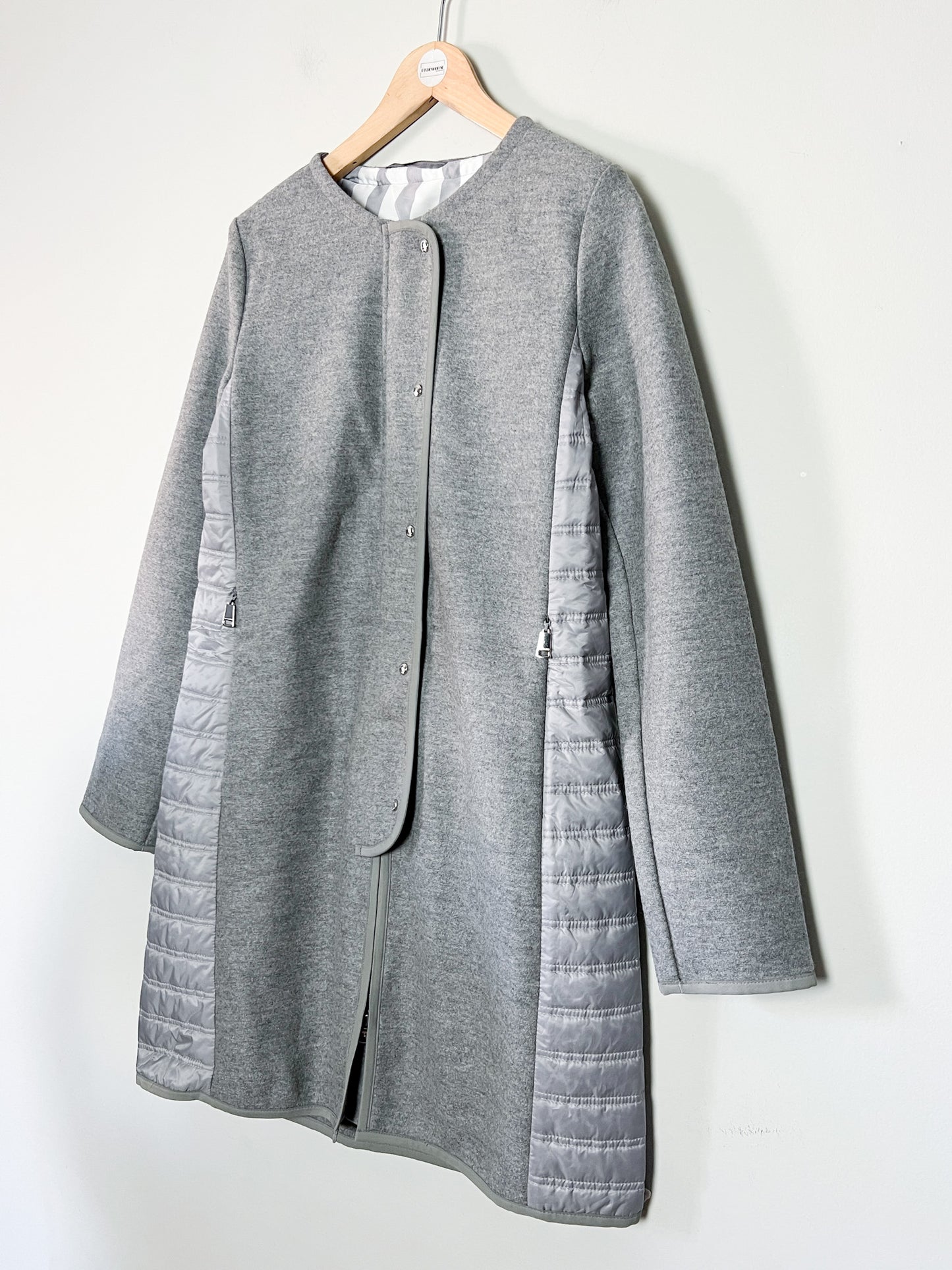 Manteau Luxe Bogner Bi-Matière - Laine Vierge & Polyamide Matelassé Gris - T. 36